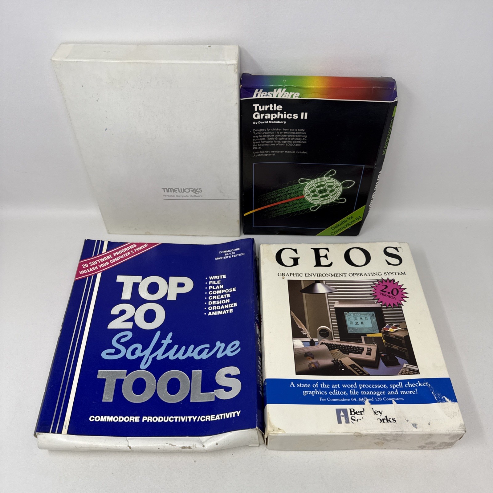 Commodore 64 Software Lot GEOS 2.0 Turtle Graphics II Manuals Untested
