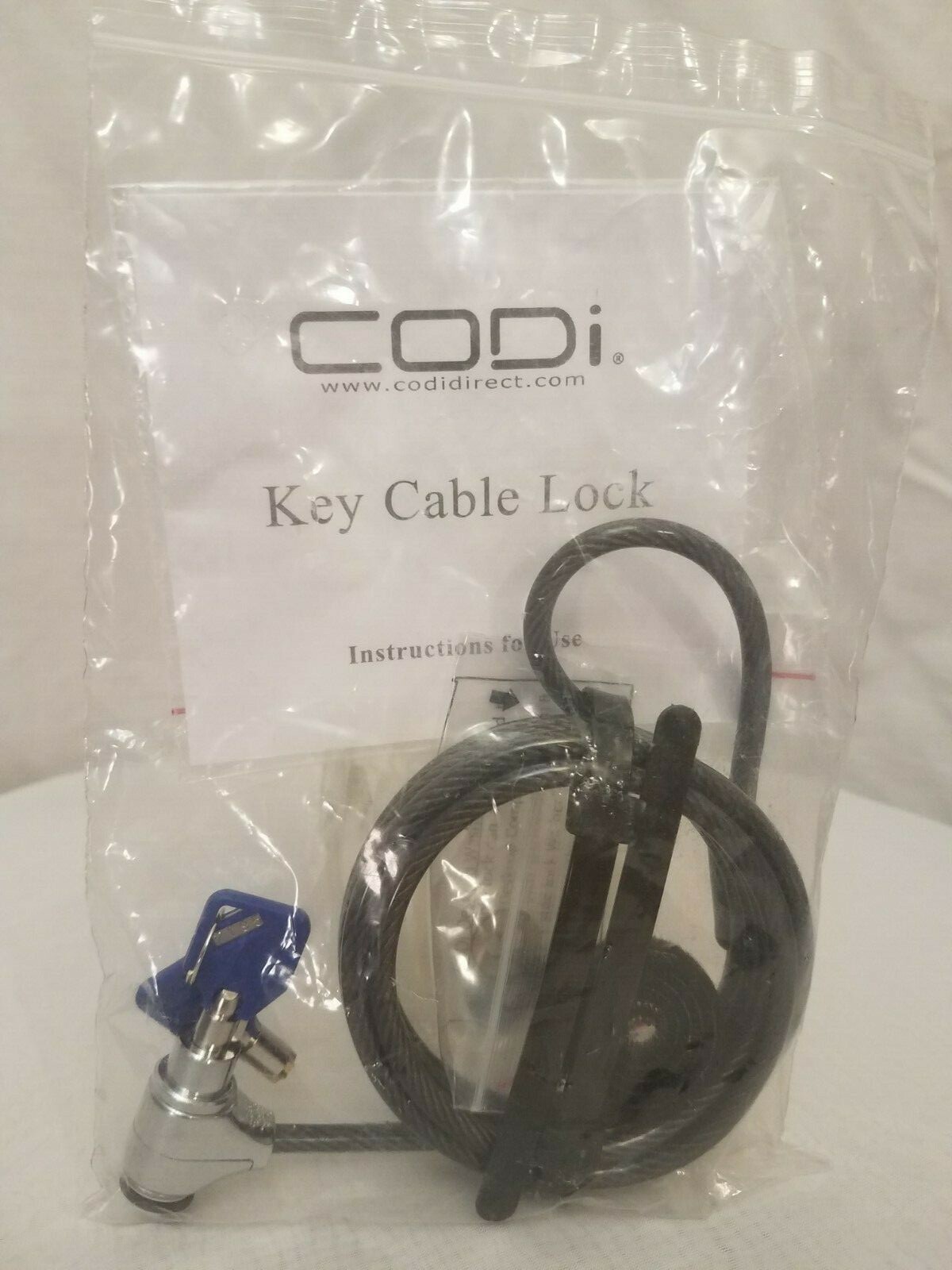 NEW CODi Key Cable Lock - for Laptop / Notebook, 6 Foot Galvinized Steel Cable