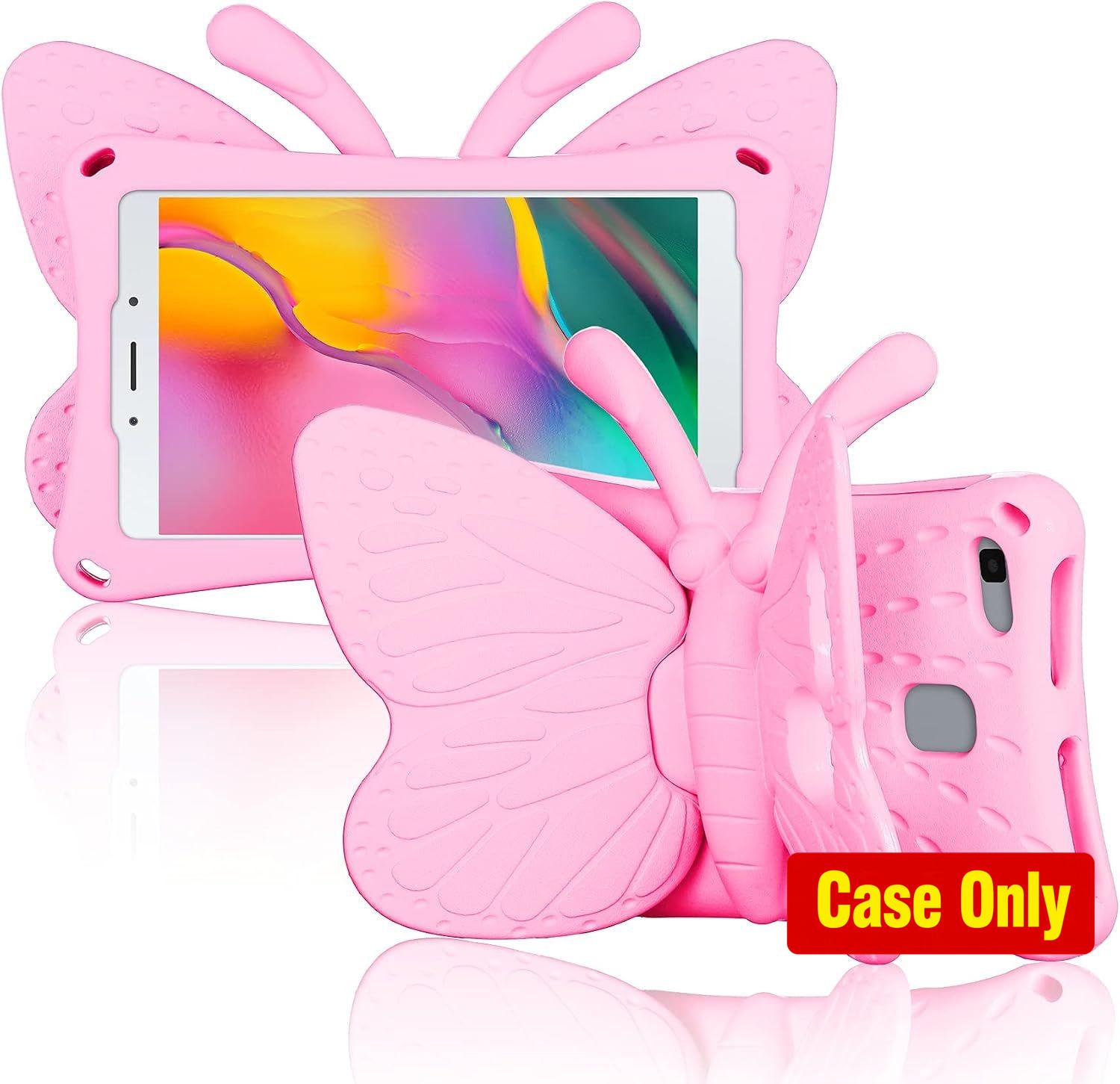Case for Galaxy Tab A 8.0 2019, 3D Cartoon Butterfly Kickstand, Shockproof Bumpe