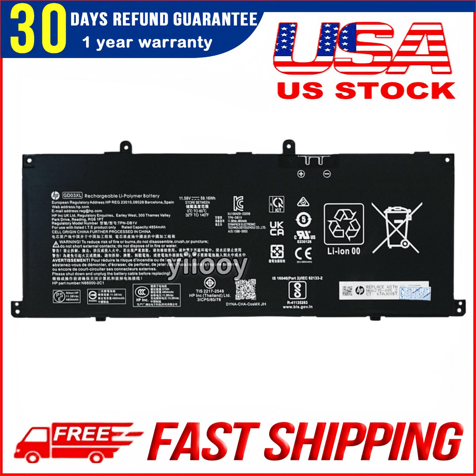 New Original GD03XL Battery for HP Pavilion 16-AF0000 Envy x360 2-in-1 14-FA0000