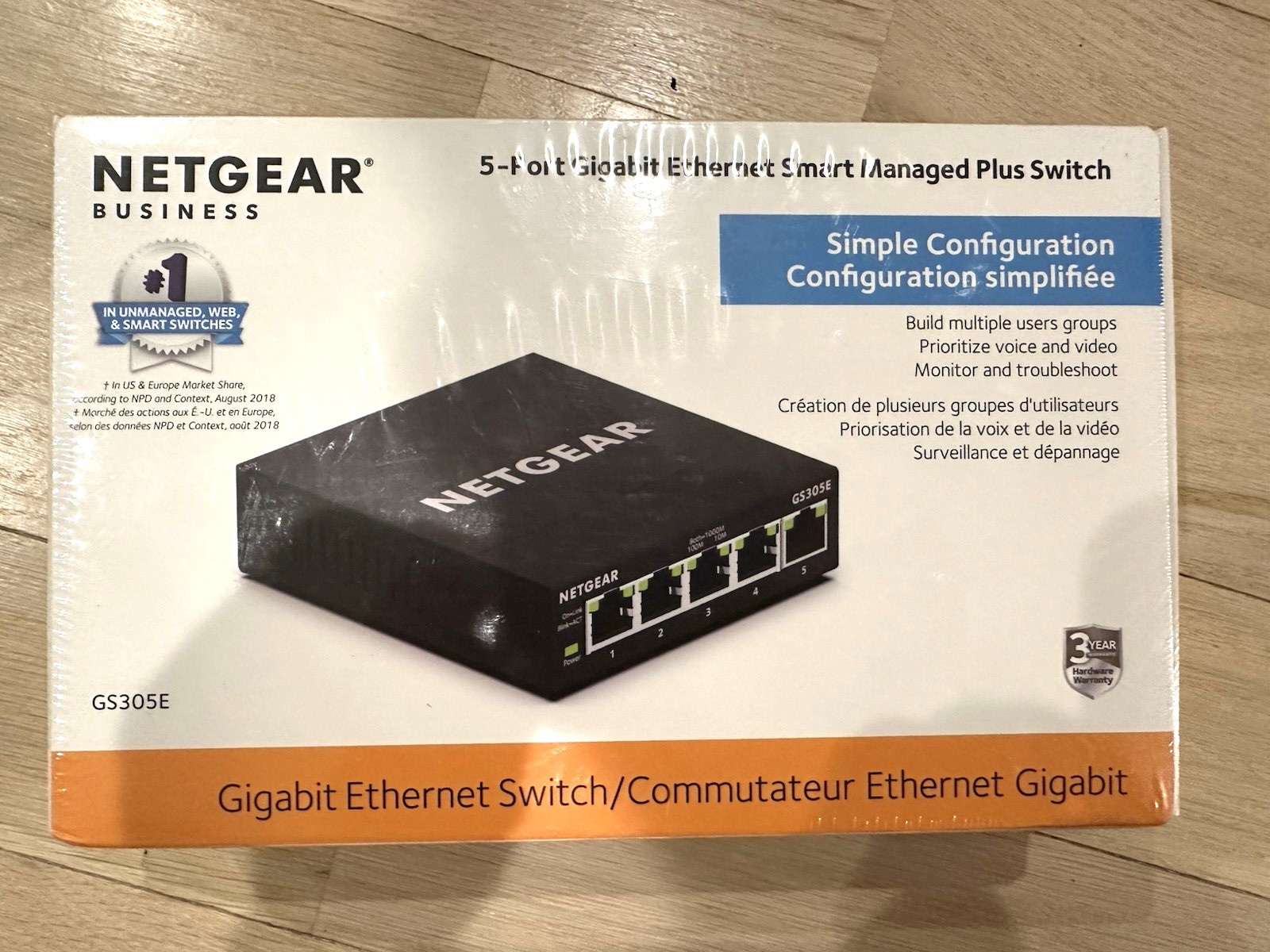 NETGEAR GS305E 5-Port Gigabit Ethernet Smart Managed Plus Switch NEW SEALED NIB