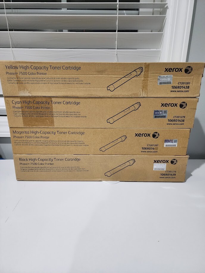 Xerox Phaser 7500 High Capacity Toner Cartridge Set Yellow Magenta Cyan, Black