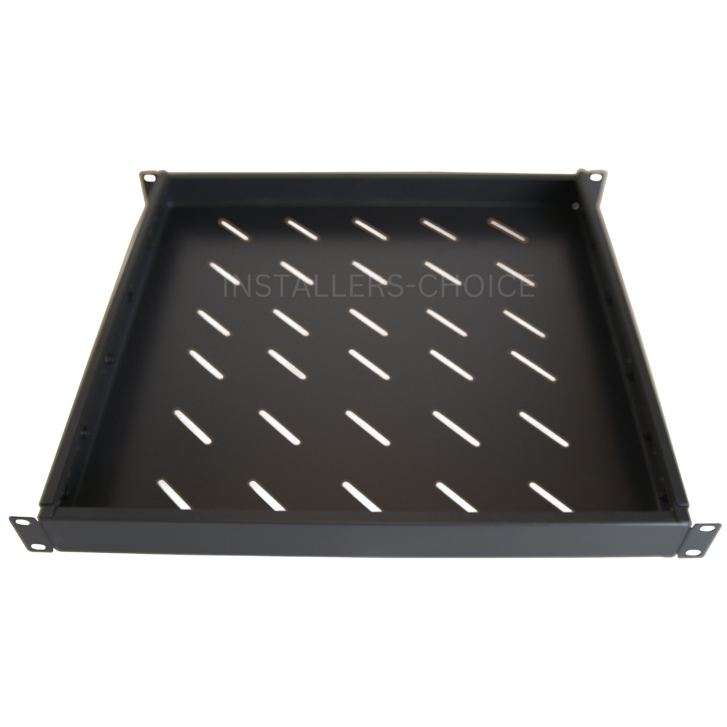 Fixed Rack Vented Server Shelf 1U 19" 4-Post Adjustable Depth 17" to 33", Black