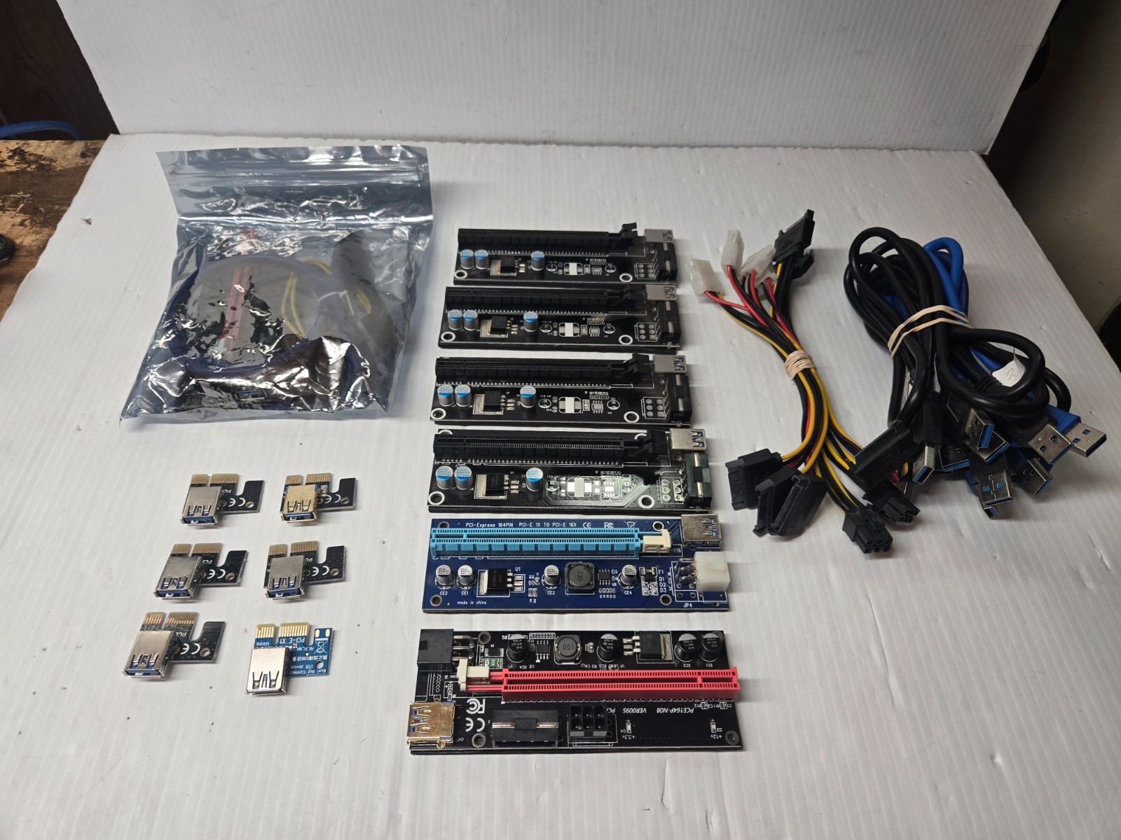 7 x GPU Riser PCE164P-N08 VER009S PCI-E 1X TO 16X ADAPTER LOT