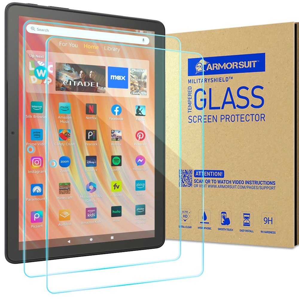 2 PK ArmorSuit Glass Protector Amazon Fire HD 10 / 10 Plus / 10 Kids 2021 -2023