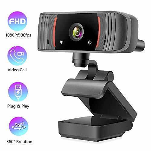 1080P Webcam with Microphone, HD USB Streaming Computer Web Black 