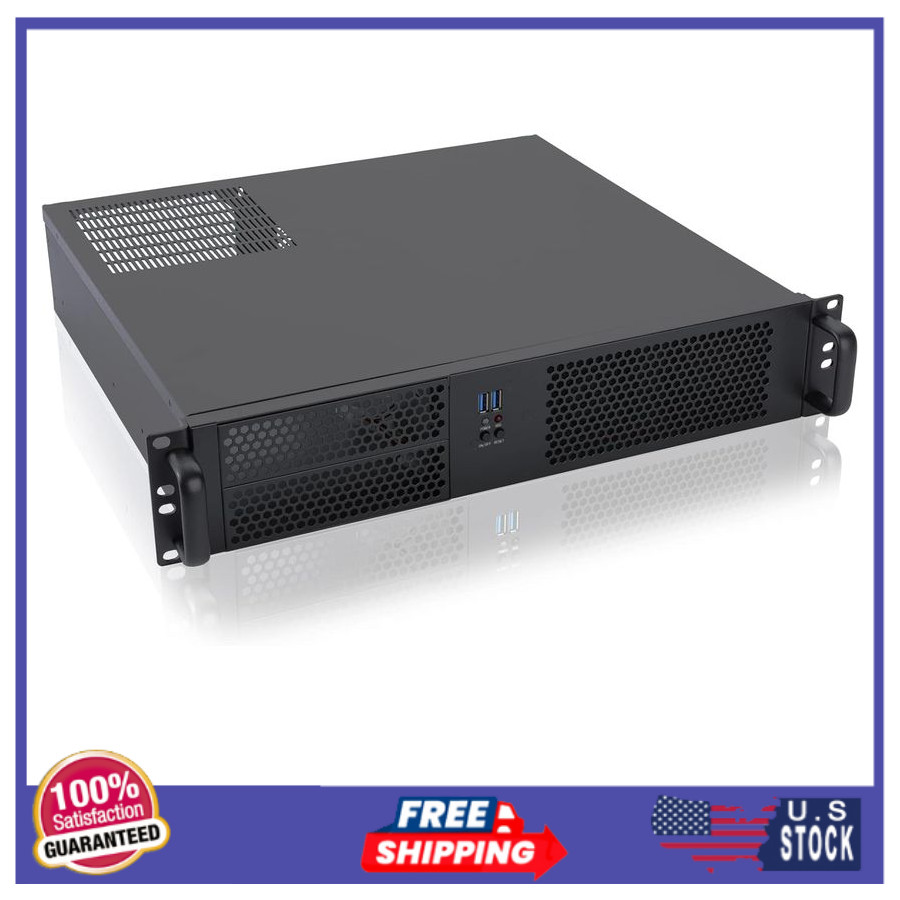 RackChoice 2U Micro ATX Rackmount Server Case 2x5.25 USB3.0 120mm Fan PSU