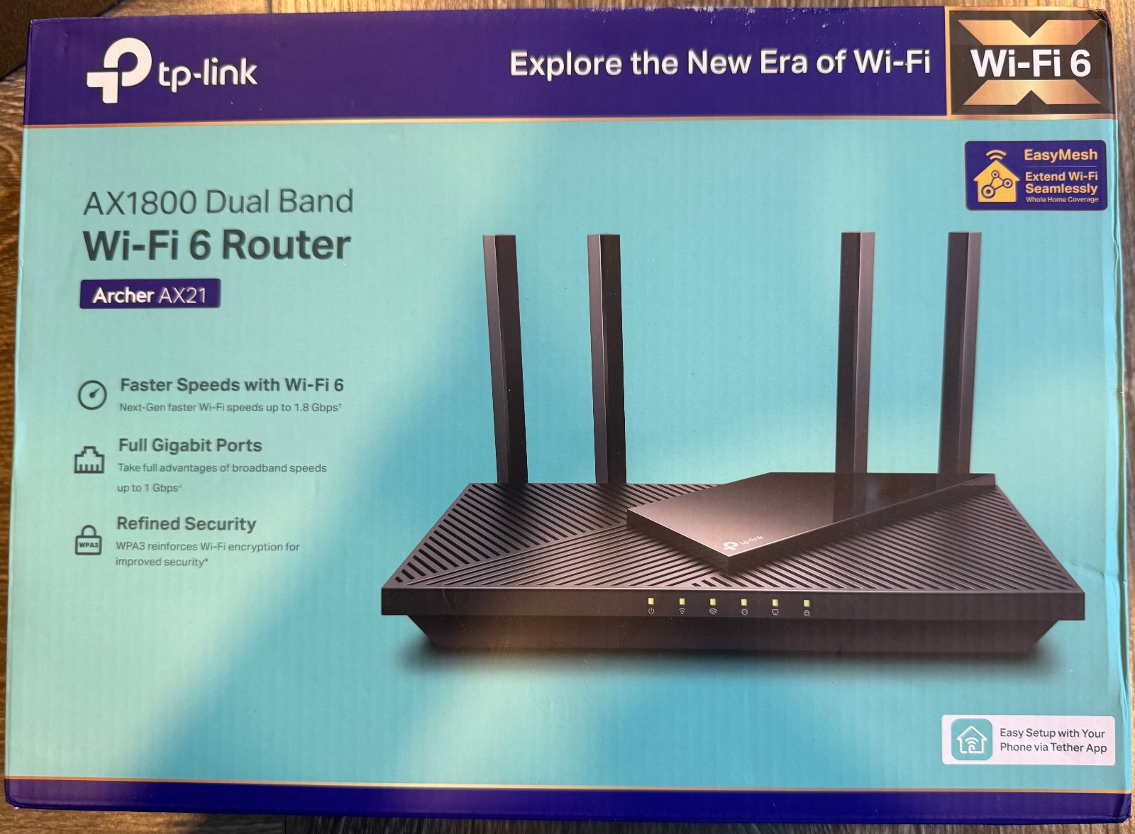 TP-Link AX1800 WiFi 6 Router V4 (Archer AX21) – Dual Band Wireless Easy Mesh
