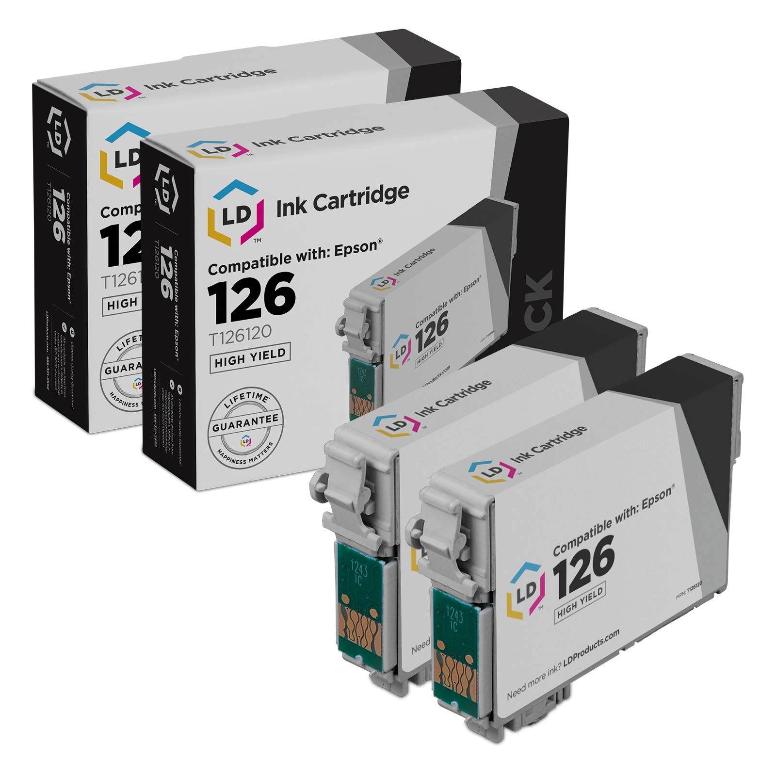 LD Products 2PK Replacement Epson 126 Ink Cartridge High Yield Black T126120