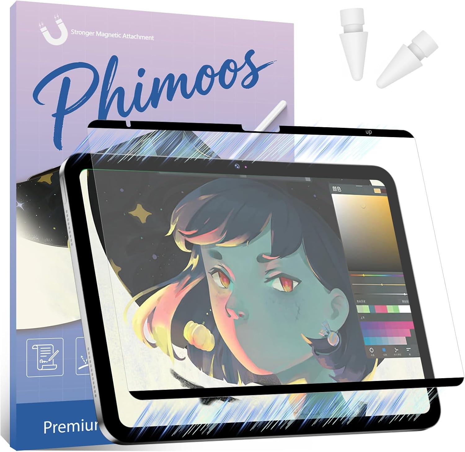 Magnetic Like Paper Screen Protector for iPad Air 11 Inch + 2 Apple Pencil Tips