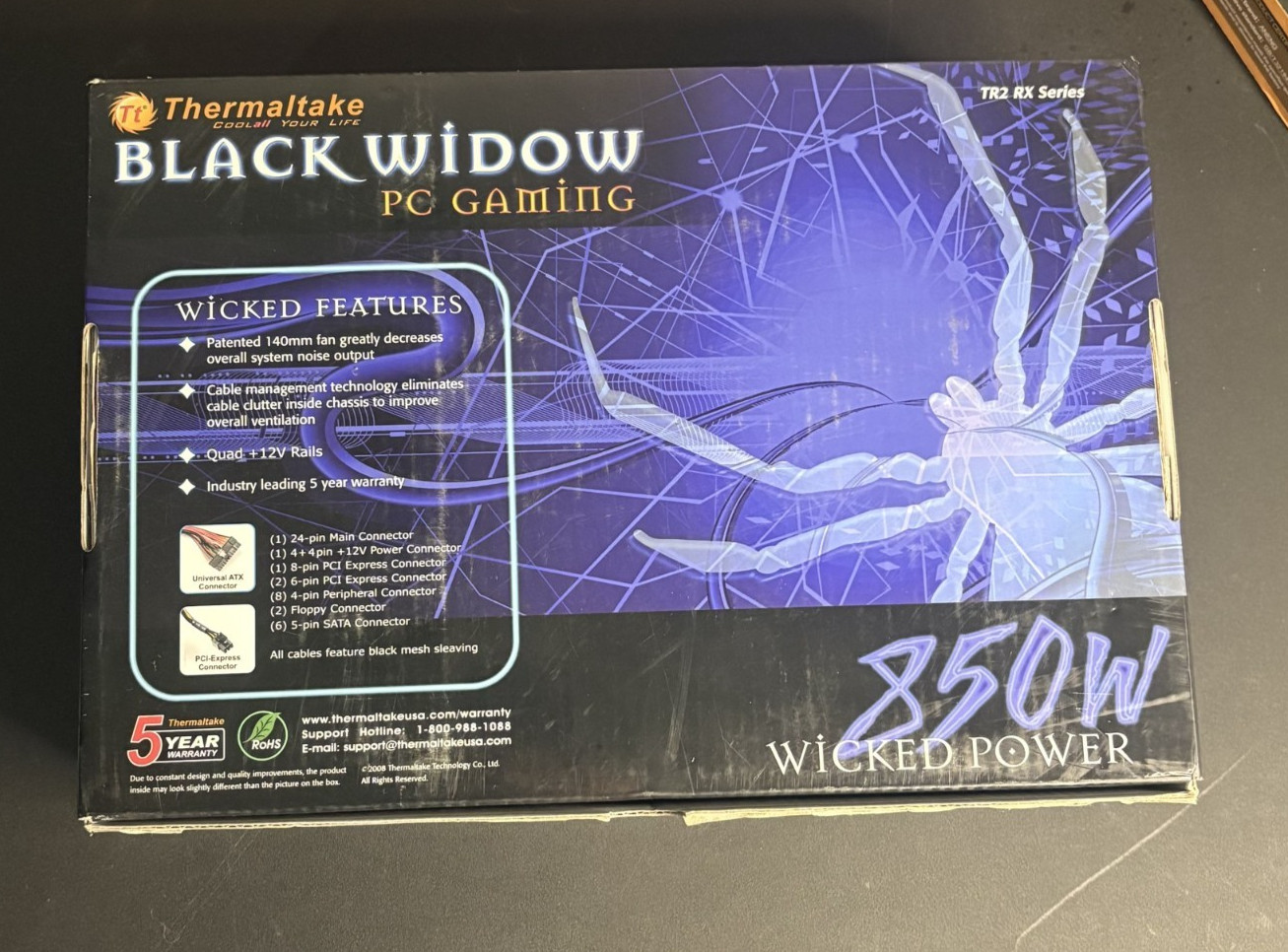 Thermaltake Black Widow W0319RU 850W Modular Power Supply Box Cables