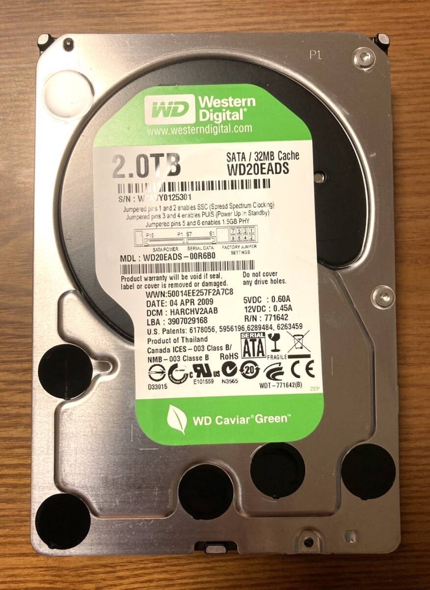 [Excellent condition] Western Digital WD Green series WD20EADS 3.5-inch HDD 2TB