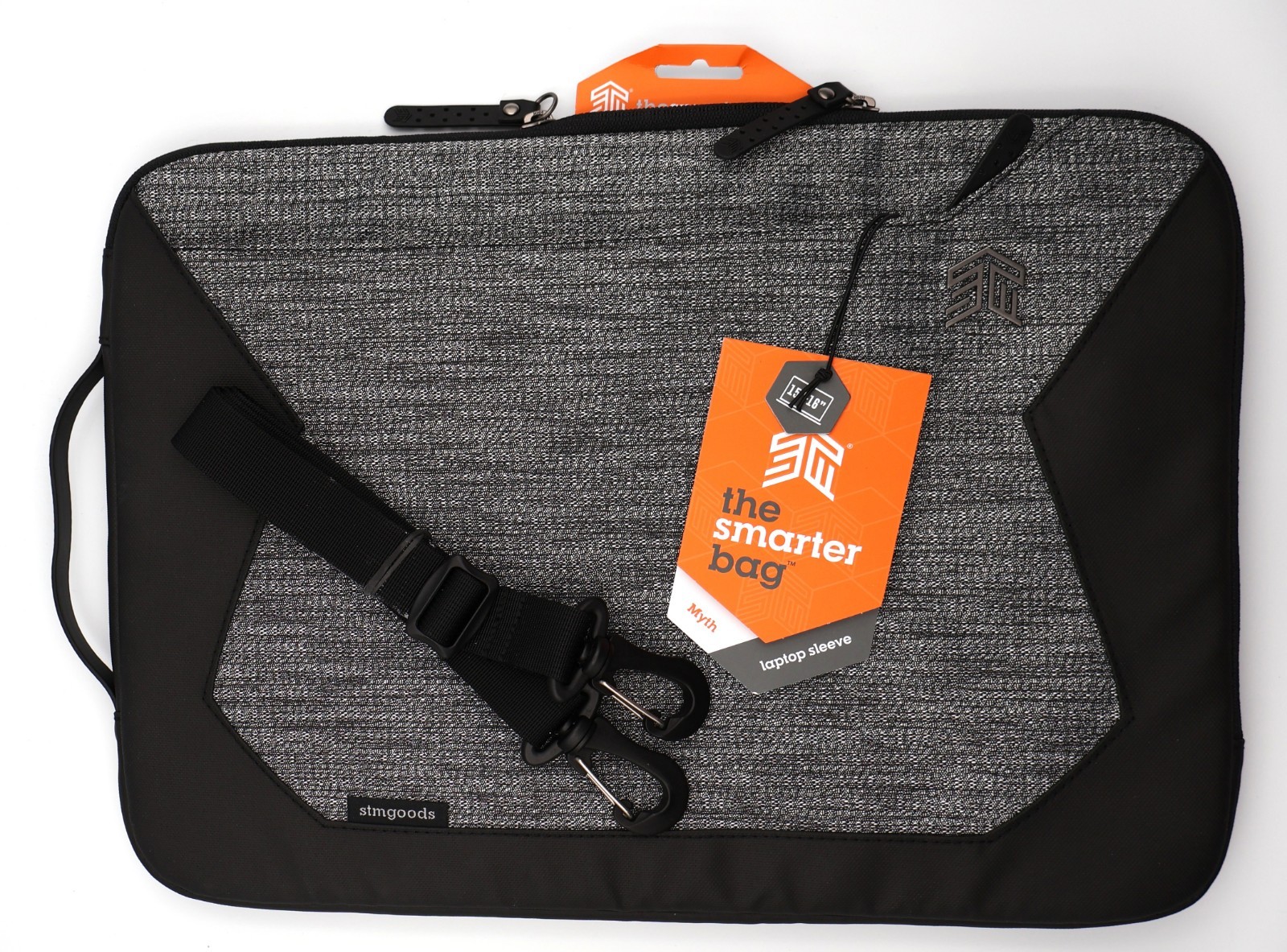 STM Goods Myth Fleece-Lined 15"-16" Laptop Sleeve w/ Strap Granite Black - NEW