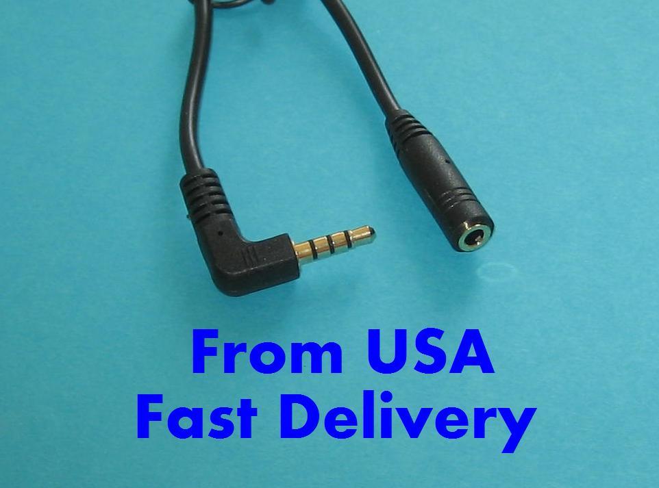  3 Pcs 2ft 3.5mm TRRS 4 pole 3ring AV "L" male to female extension gold cable 