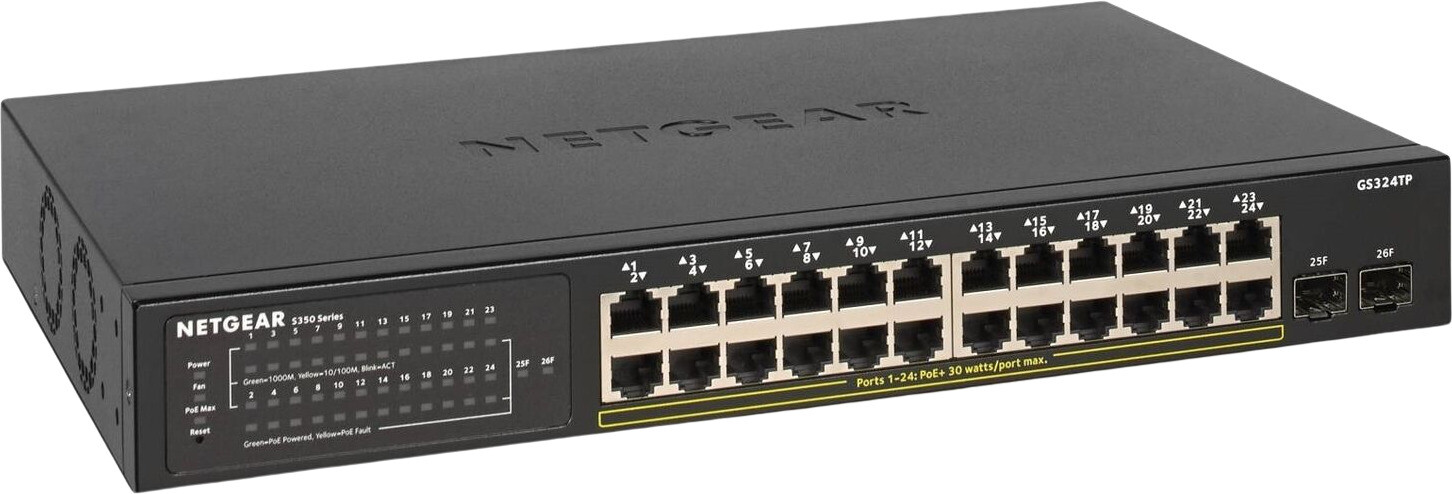New Netgear GS324TP-100INS S350 Series 24-Ports Smart Managed Pro Switch
