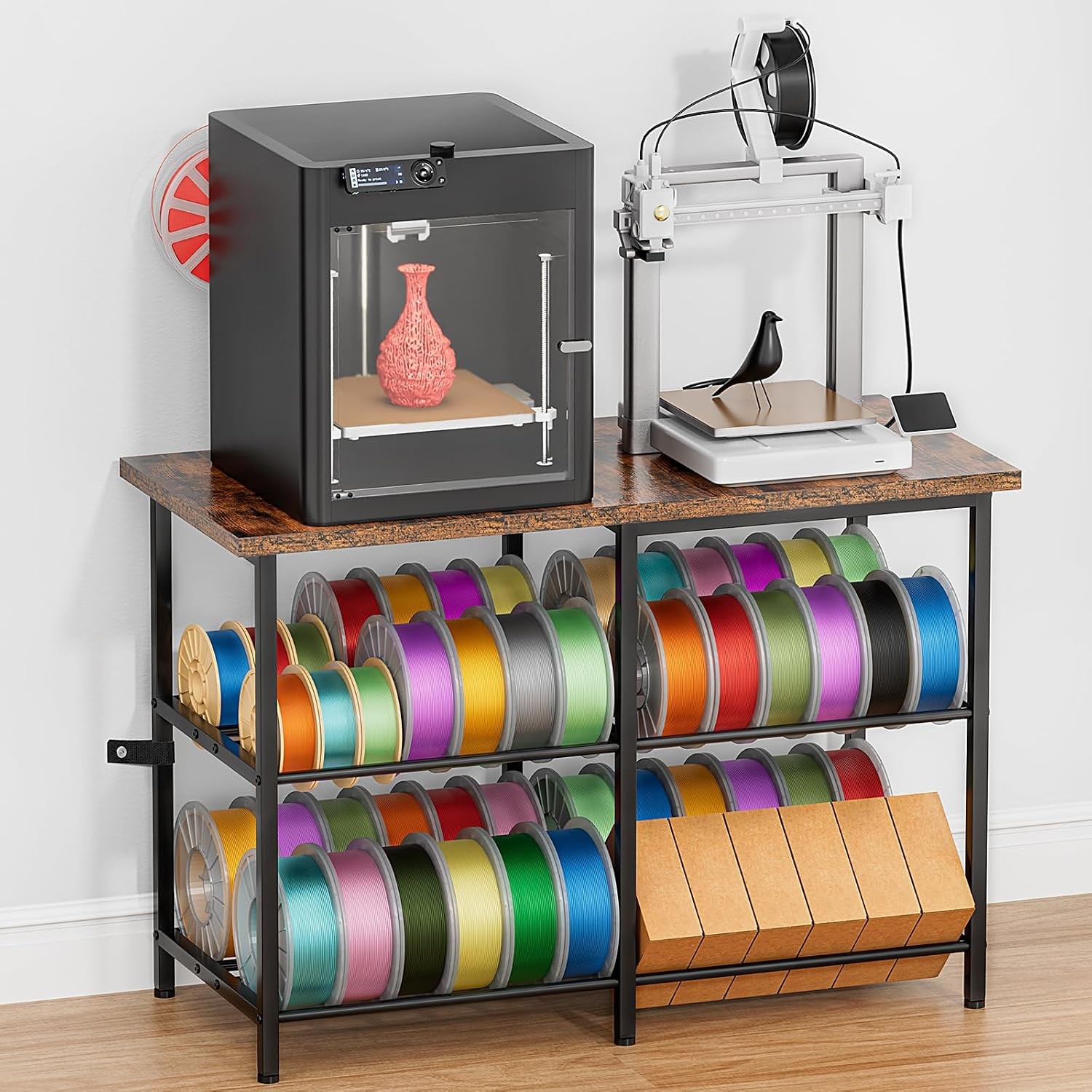 3D Printer Stand with Filament Storage, Heavy Duty Metal Printer Table