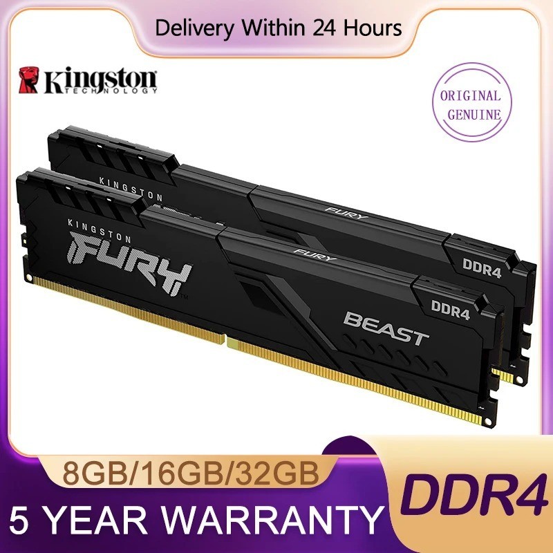 Kingston Fury Beast DDR4 8GB 16GB 32GB 3200MHz 3600MHz 288Pin DIMM Desktop RAM