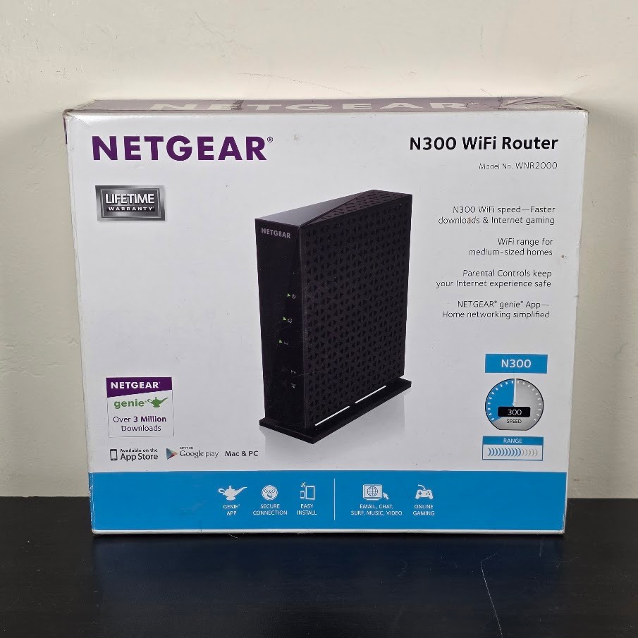 NETGEAR N300 WNR2000v5 Wireless WiFi Router 300 Mbps 2.4GHz w/ Box & Cables