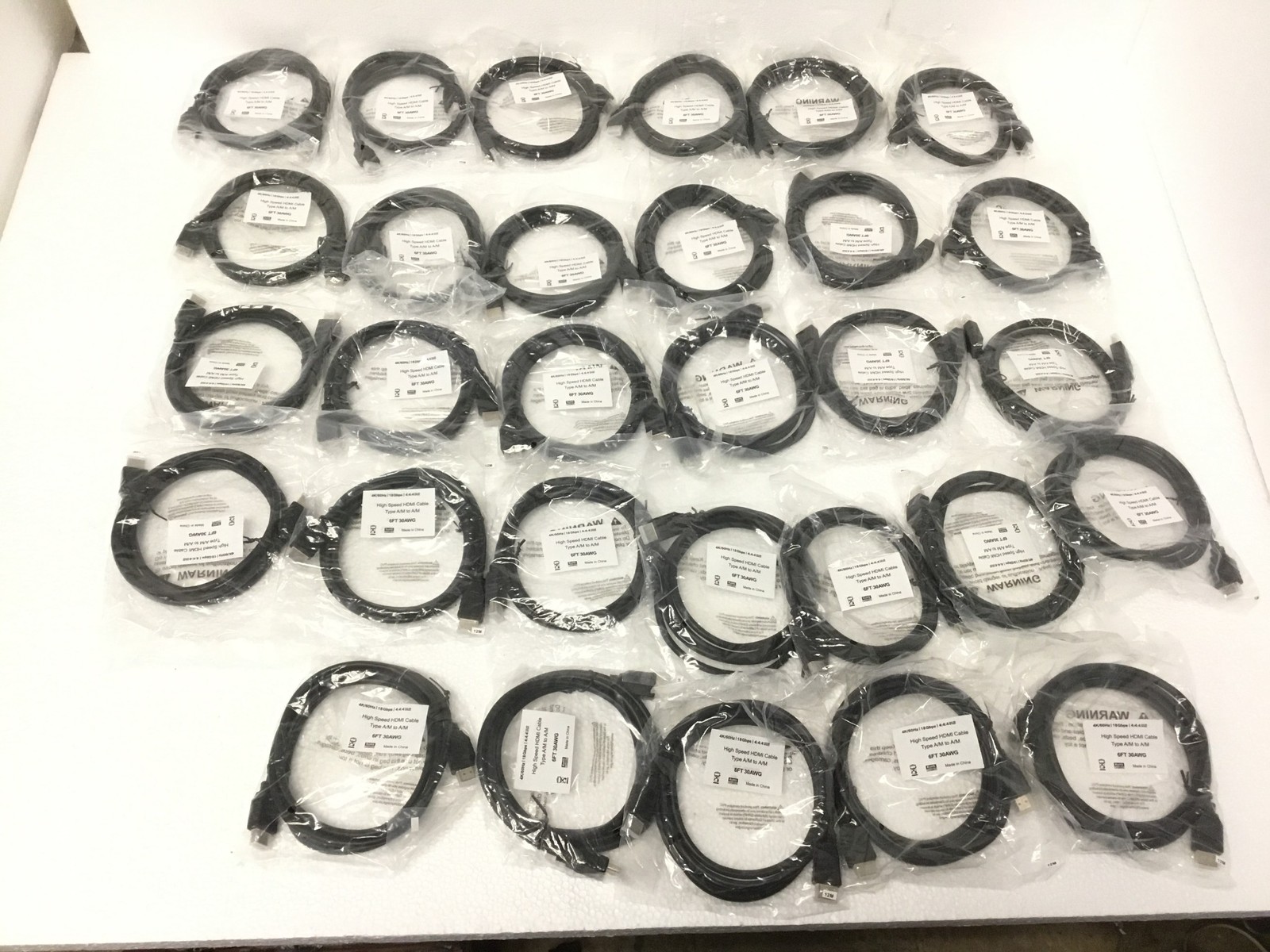 Lot of 30 NEW High Speed HDMI Cables 6ft 4K 60Hz 18Gbps HDMI A Male to Male QTY