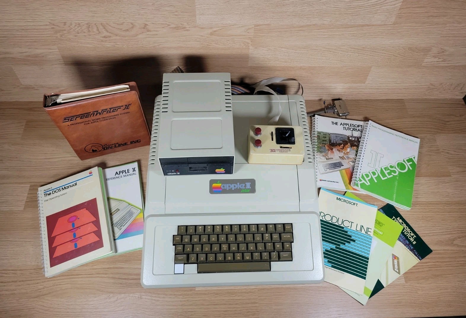 Apple II Plus A2S1016 Personal Computer W/ Floppy Drive, Joystick, Manuals Read