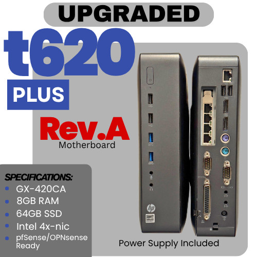 Rev.A HP T620 PLUS Thin Client GX-420CA 8/64 +Intel 4PORT GB pFsense OPNsense