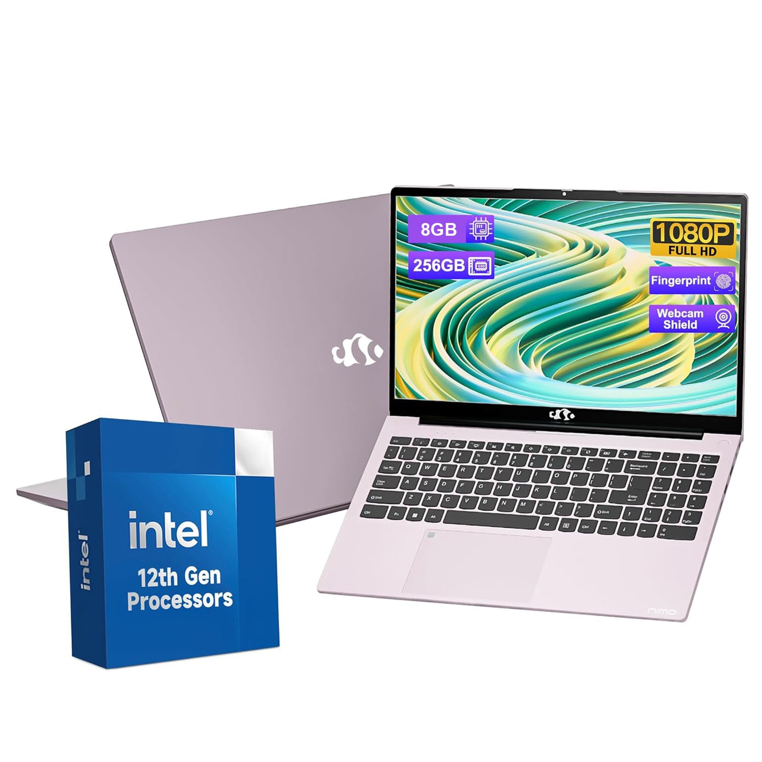 NIMO 15.6'' FHD Laptop 8GB RAM 256GB SSD Intel Quad-Core N100 Backlit Keyboard