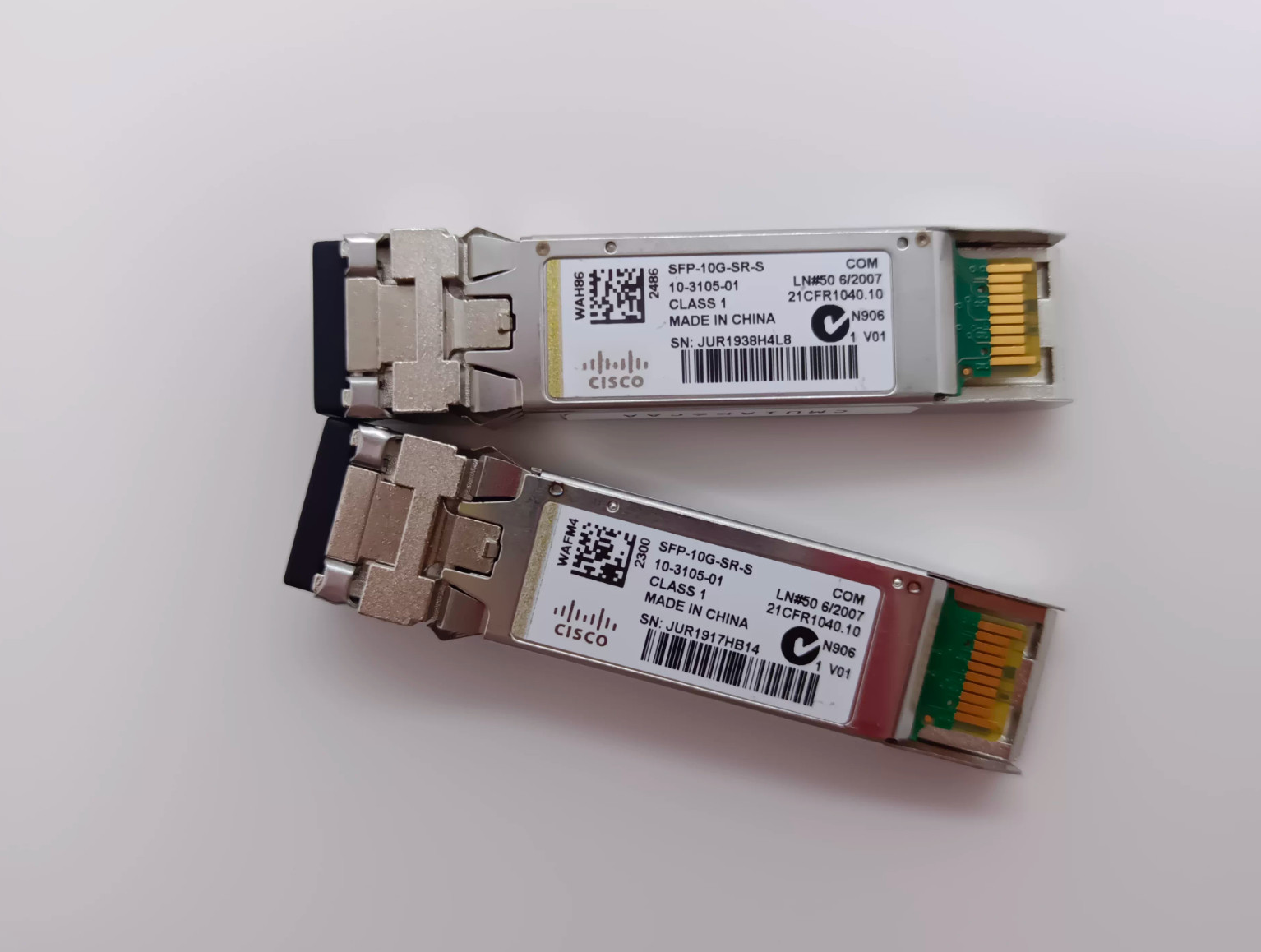 GENUINE CISCO SFP-10G-SR-S 10-3105-01 V01 850nm SR MMF SFP+ Module - LOT OF 10