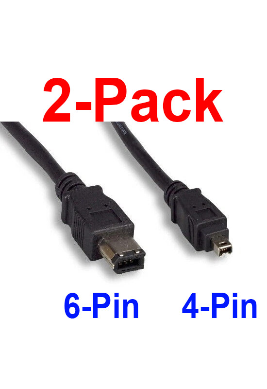 3FT Firewire 400 6Pin to 4 Pin Cable IEEE 1394a for DV Camcorder 2-Pack