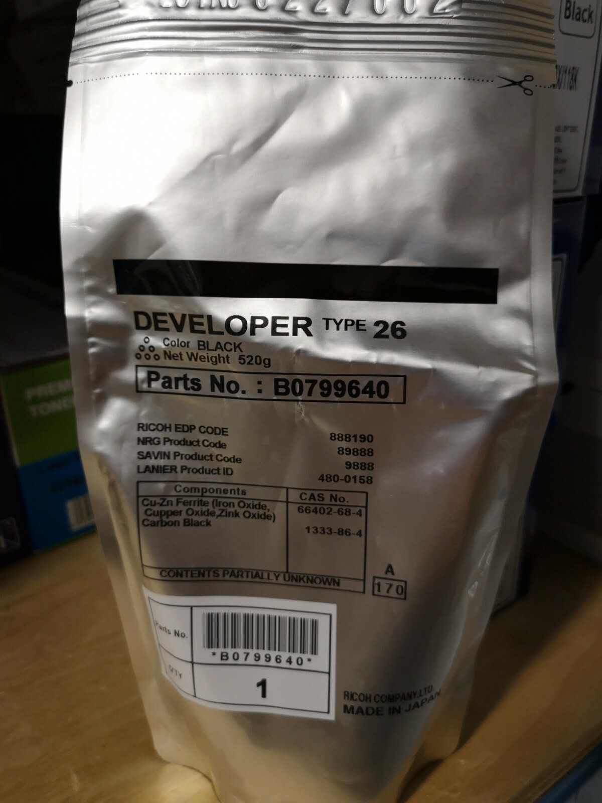 Genuine Ricoh B079-9640 (480-0158) Black Developer