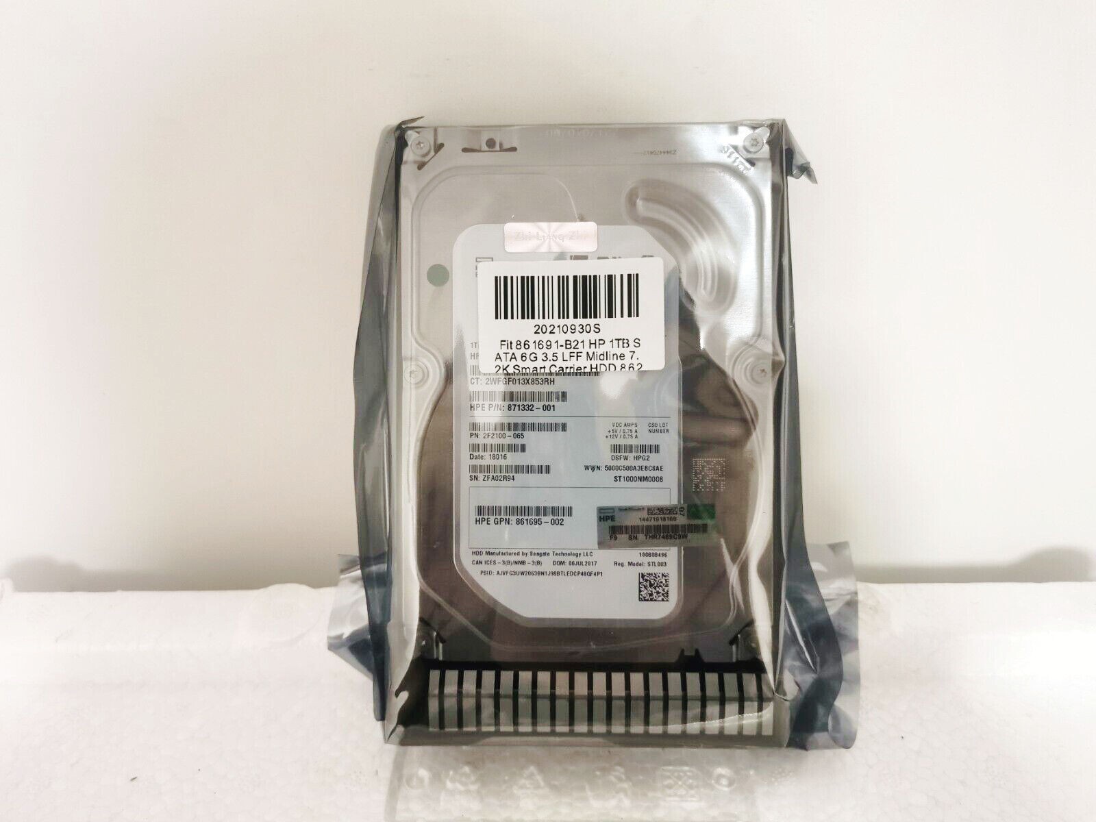 Fit 861691-B21 HP 1TB SATA 6G 3.5 LFF Midline Smart Carrier HDD 862128-001