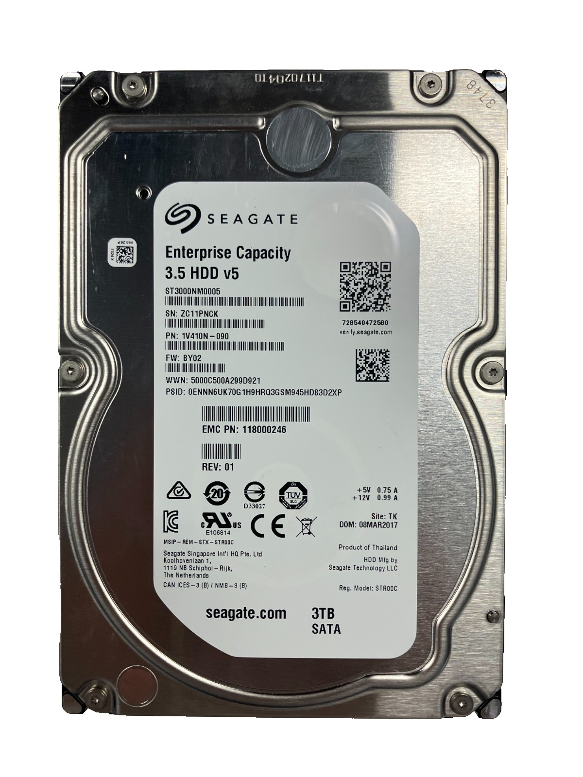 Seagate ST3000NM0005 HDD 3TB SATA 6Gb/s 7.2K 3.5" 512 b/s