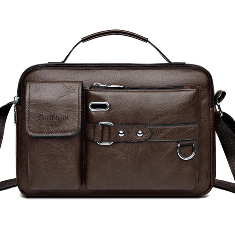 Men's Retro Messenger Bag with Waterproof Design Large Capacity Laptop Briefcase