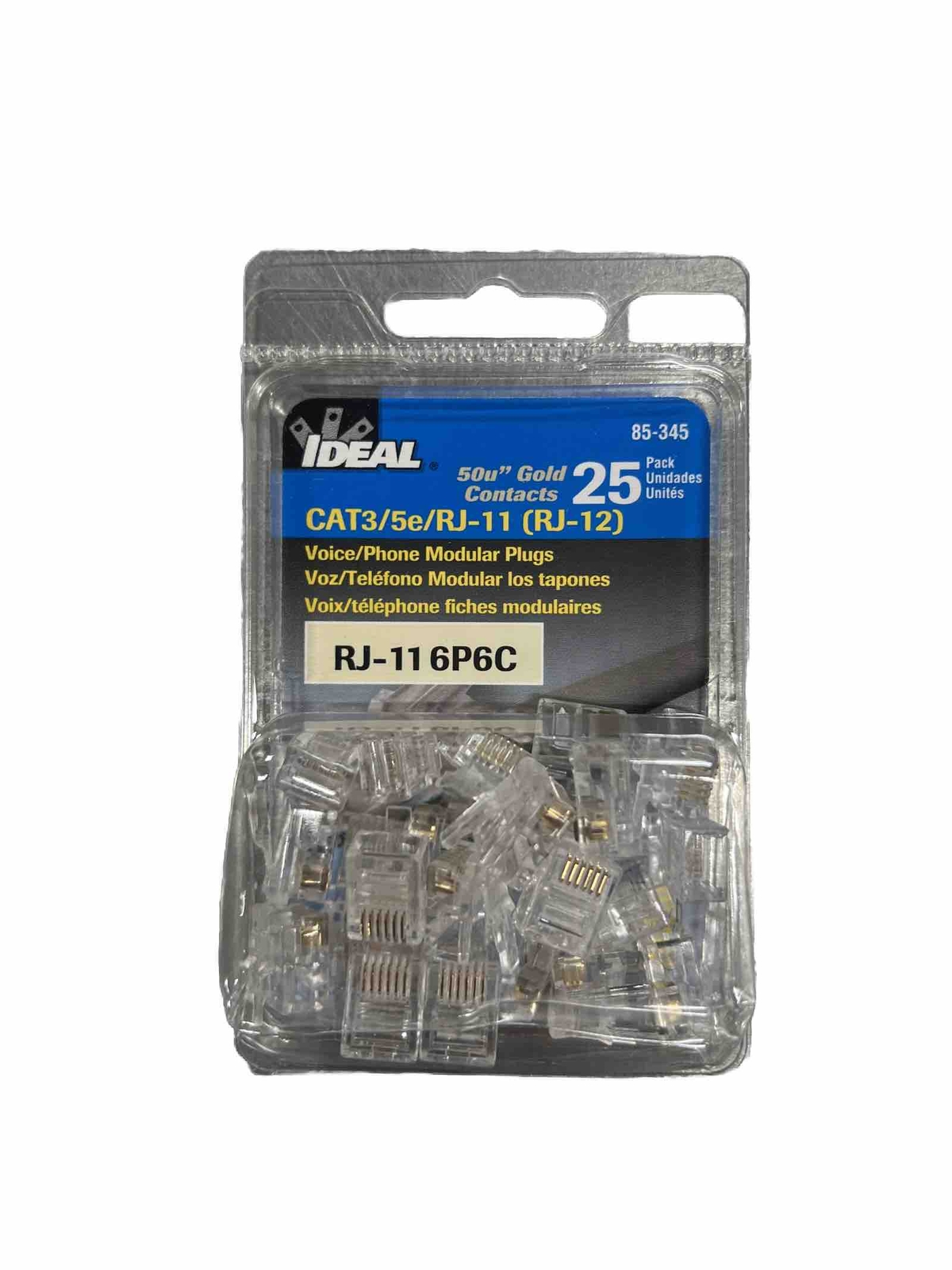 IDEAL 85-345 Voice/Phone Modular Plugs CAT3/5e/RJ-11 (25 PACK)