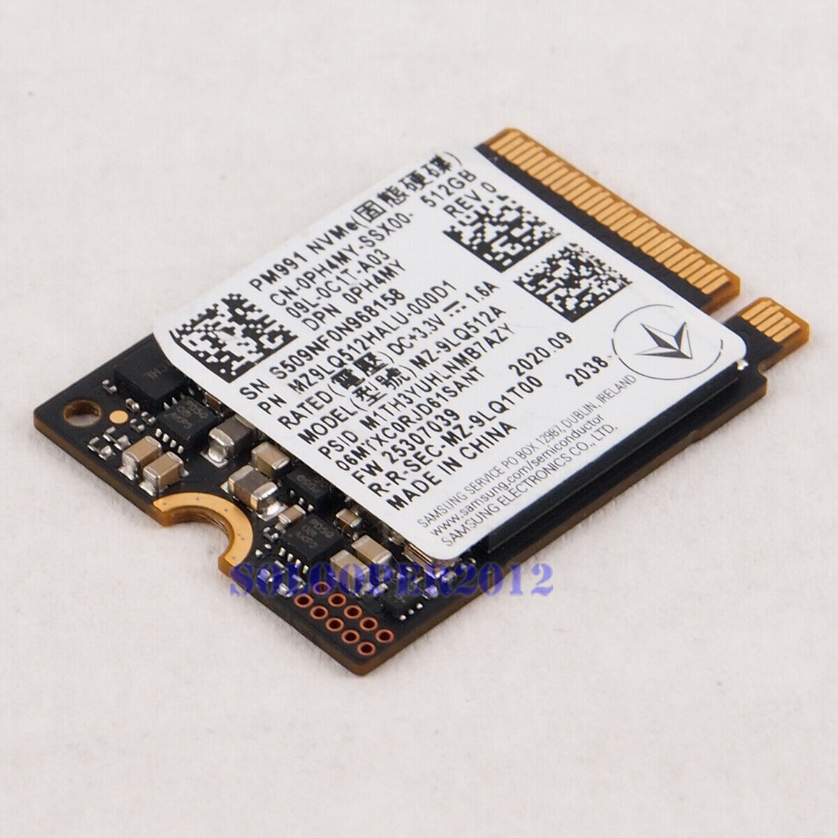 Samsung PM991 512GB M.2 NVMe PCIe Gen3 x4 SSD MZ-9LQ512A Solid State Drive