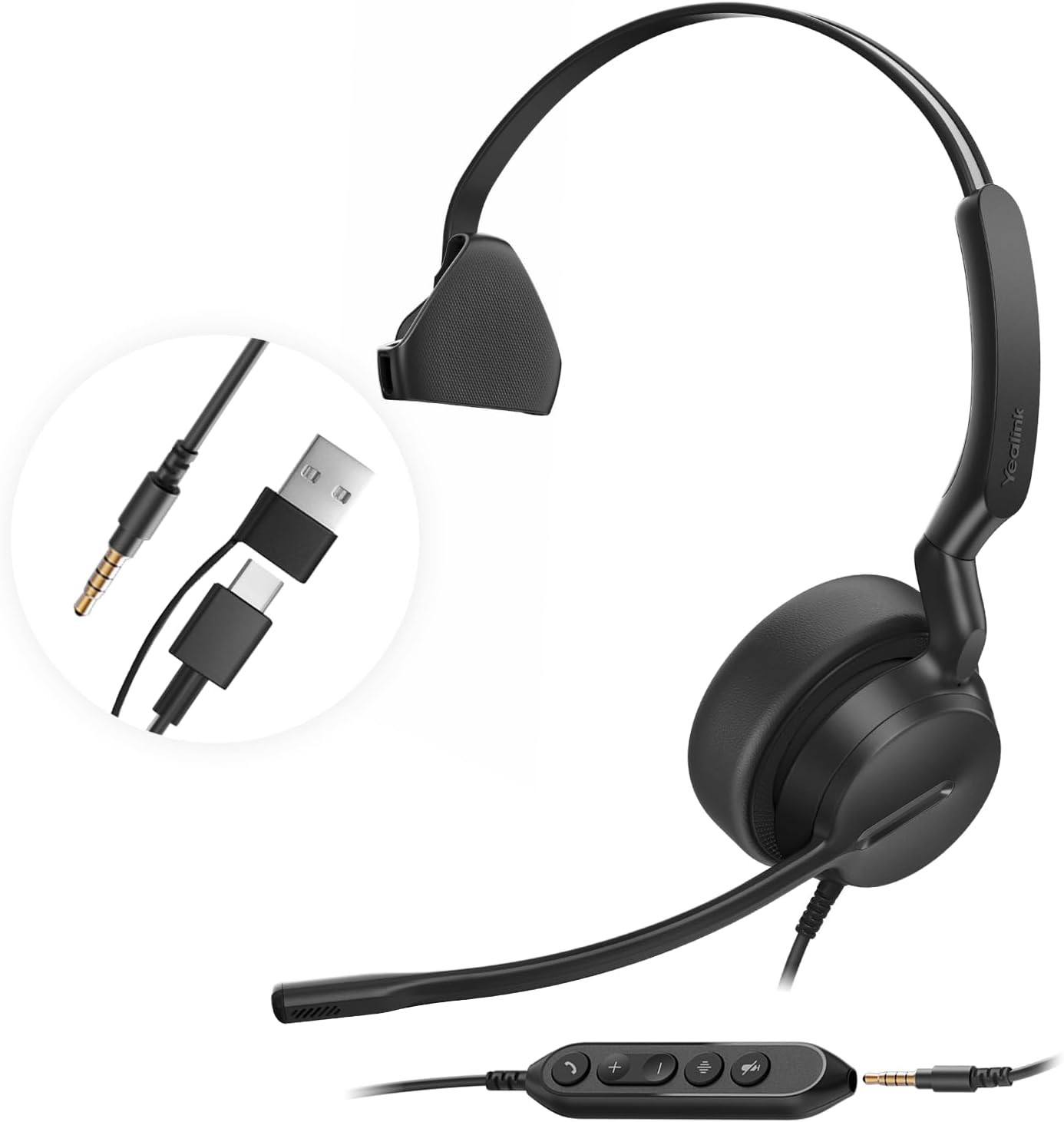 UH42 SE Wired Headset, 3.5MM & USB-A/C, In-Line Controls, On-Ear