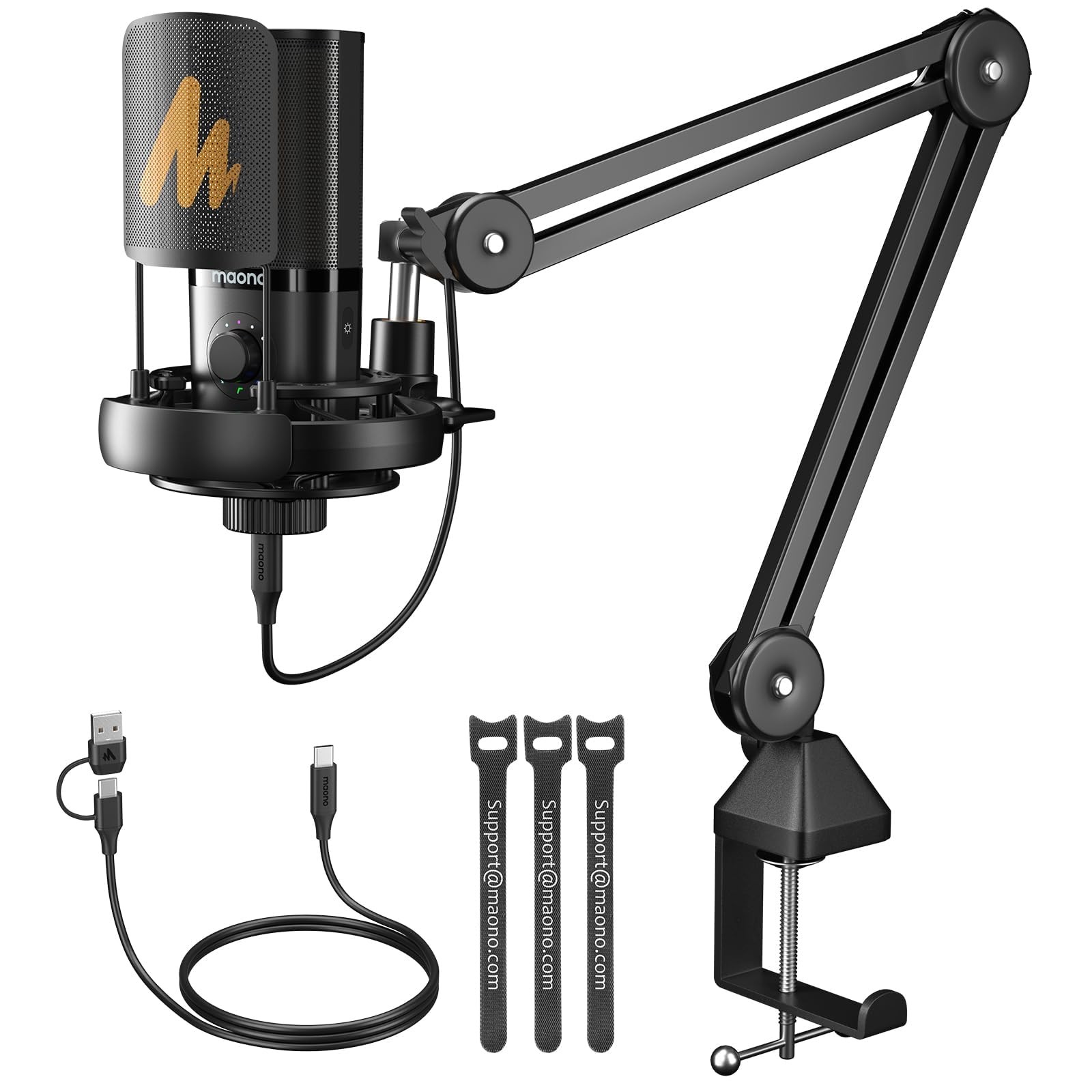 MAONO USB Condenser Microphone-Studio Mic with Shock Mount, Boom Arm,...