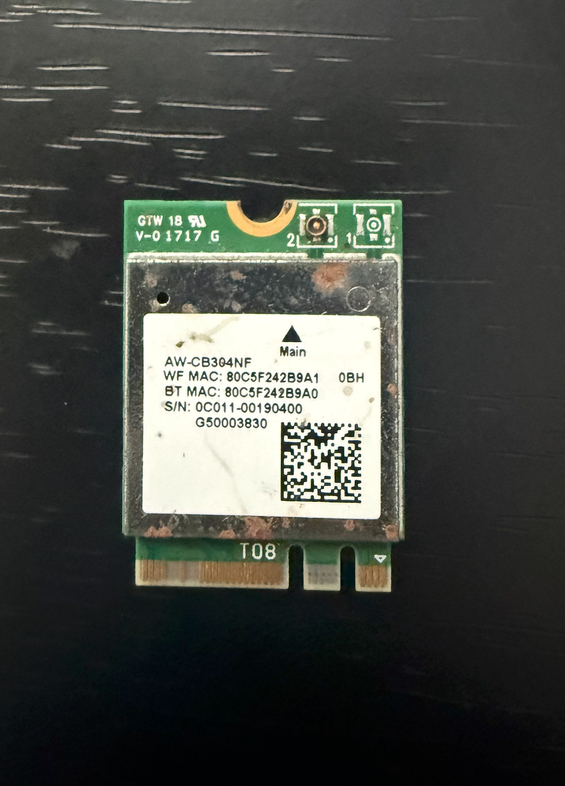 AzureWave AW-CB304NF WiFi 5 + Bluetooth 5.0 M.2 2230 PCIe/USB Card 0C011-0019040