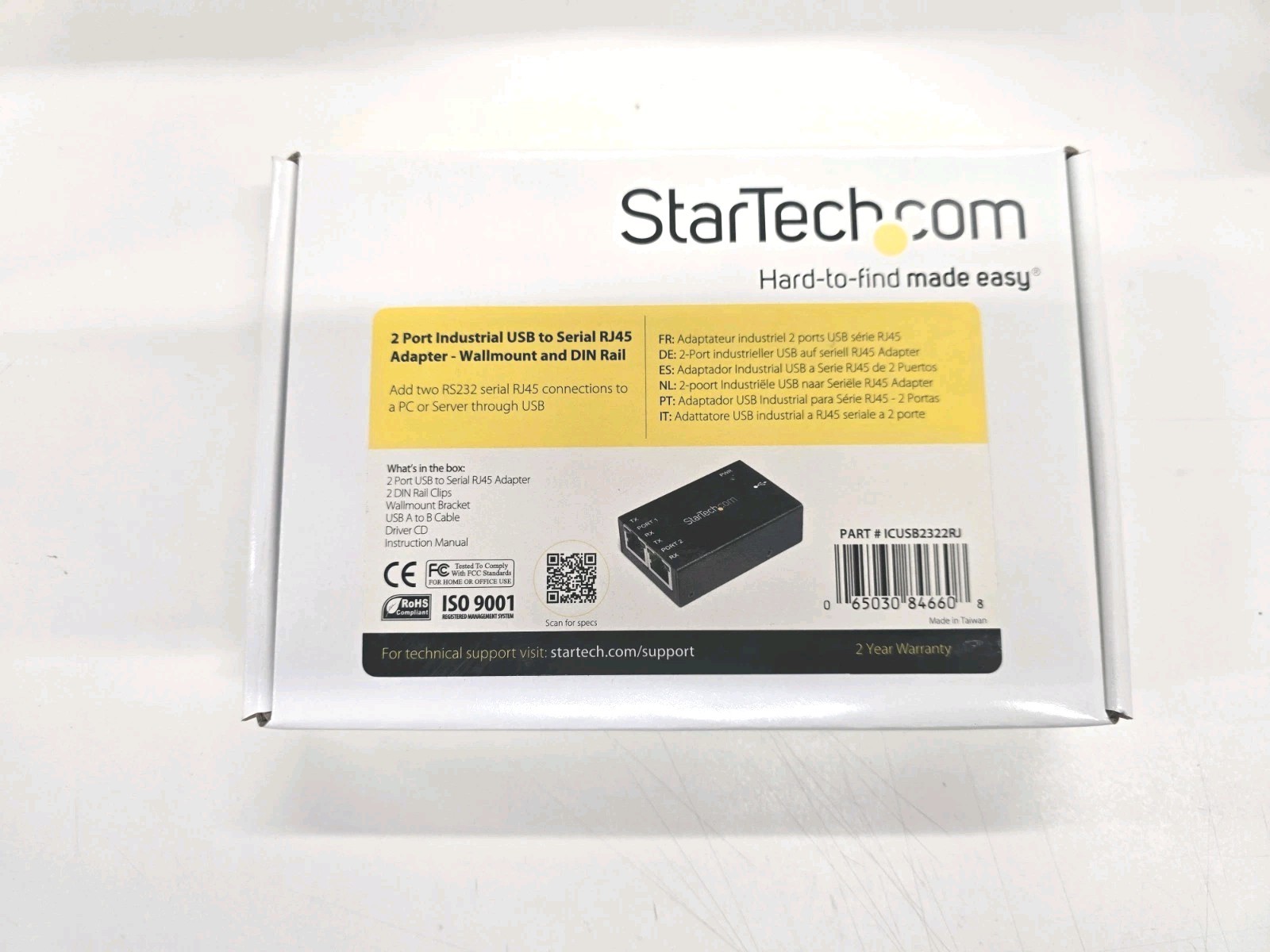 StarTech ICUSB2322RJ 2-Port Industrial USB to Serial RJ45 RS232 Adapter DIN Rail
