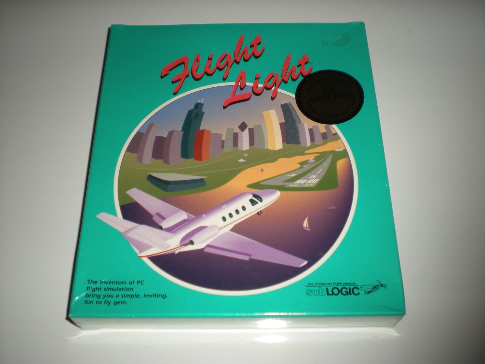 Flight Light retro flight simulator old DOS PC 3.5" by SubLogic.  Rare.  Sealed.