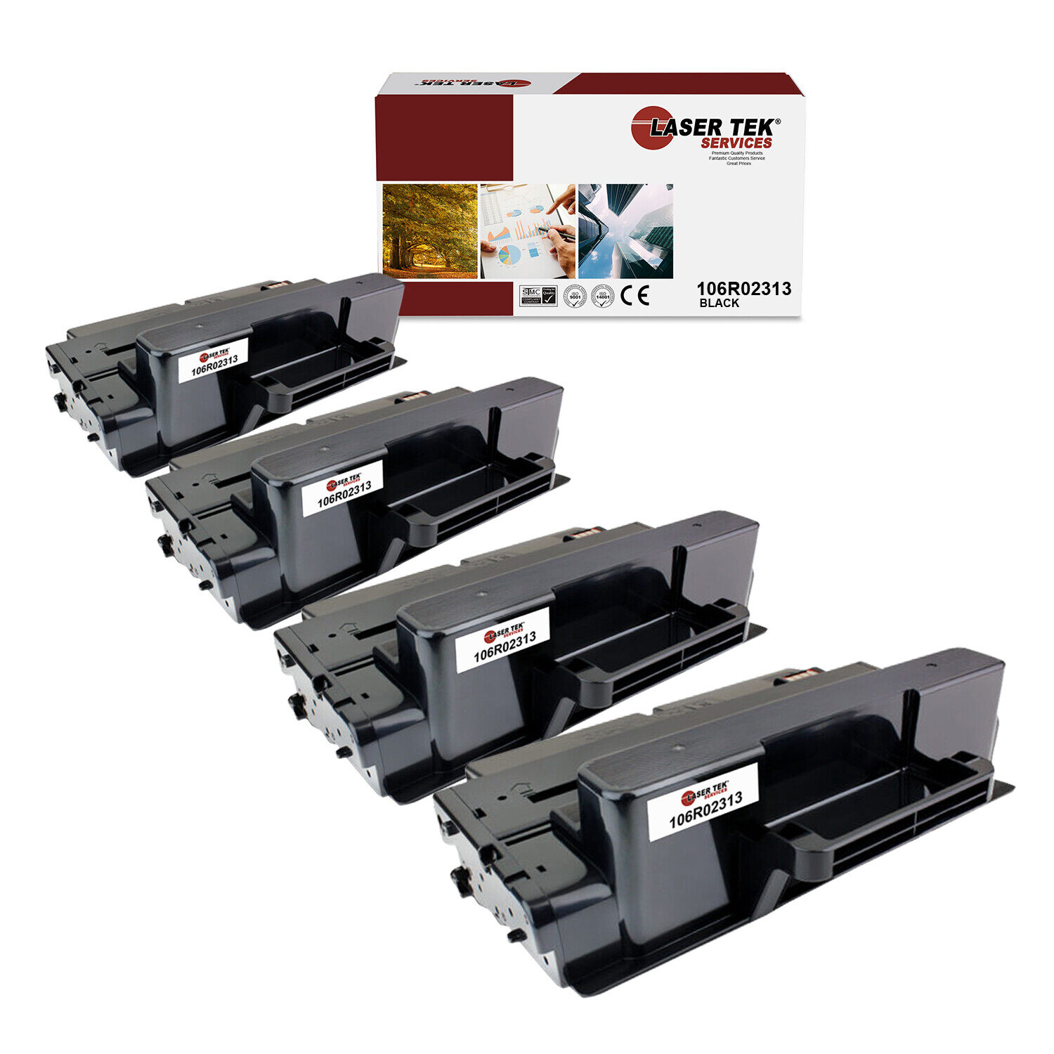 4Pk LTS 106R02313 Black HY Compatible for Xerox WorkCentre 3325DN 3325DNI Toner