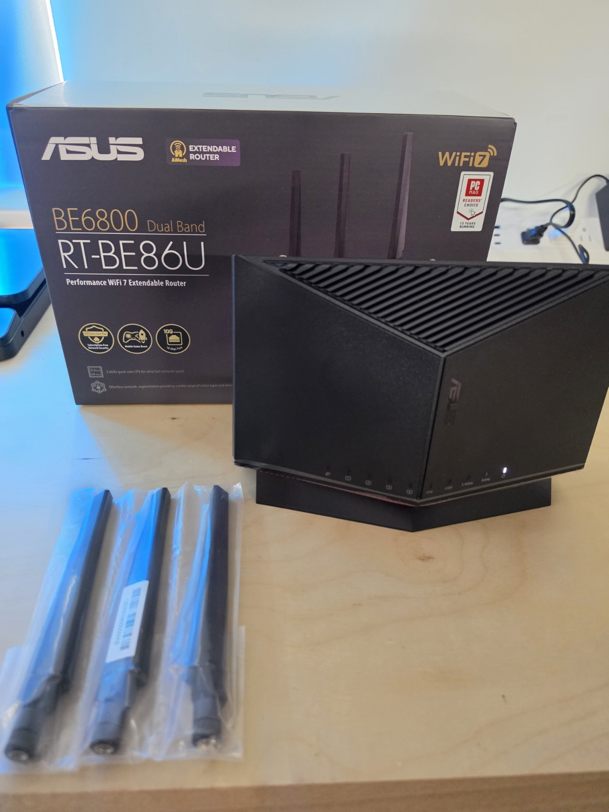 ASUS RT-BE86U BE6800 WiFi 7 Dual Band Router AiMesh 10G Open Box Complete