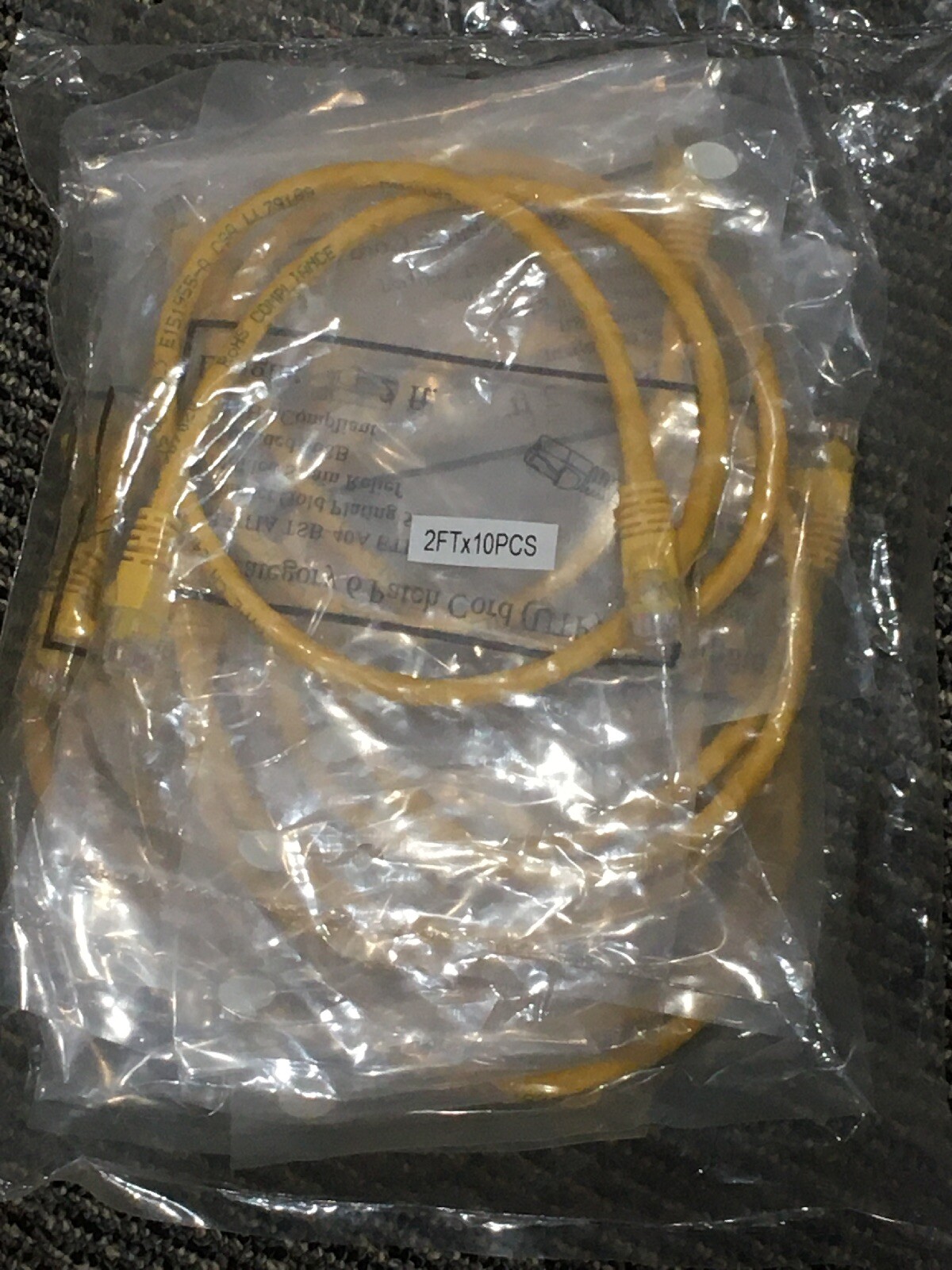 Cat.6 Patch Cable - Category 6 for Network 2ft Yellow. 10 Pack