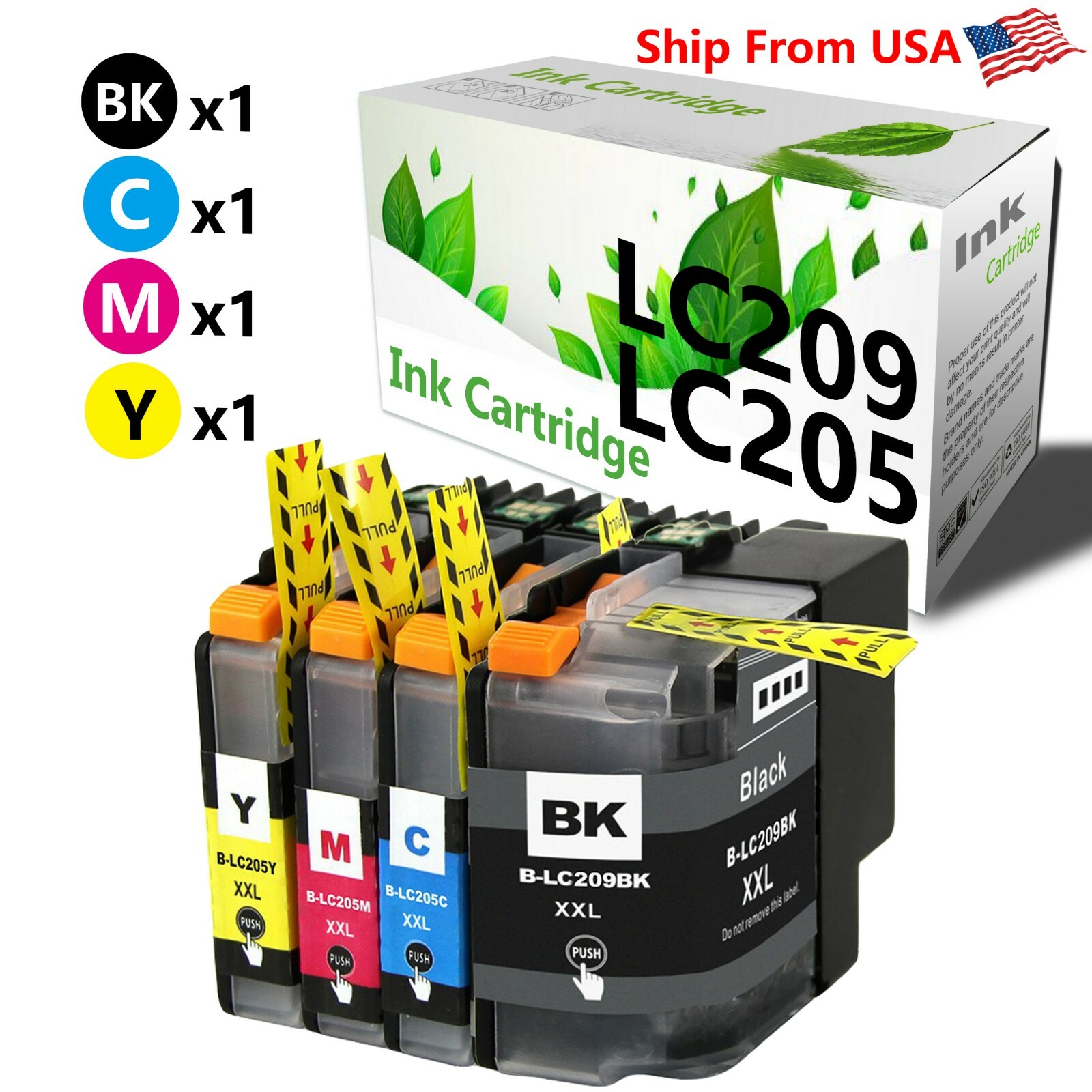 4-PK LC-209XXL LC-205XXL Ink Cartridge for MFC-J4620DW J5620DW