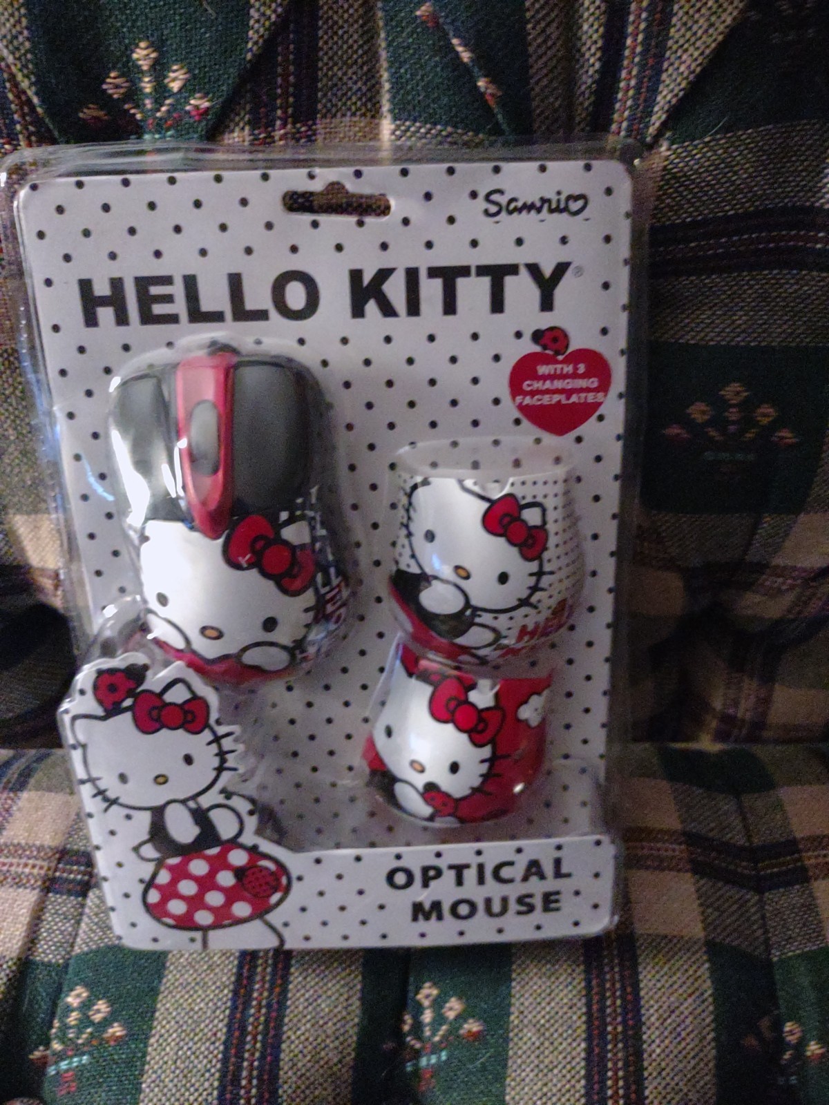2008 Sakar Hello Kitty Sanrio Optical Mouse 3 changing faceplates Rare