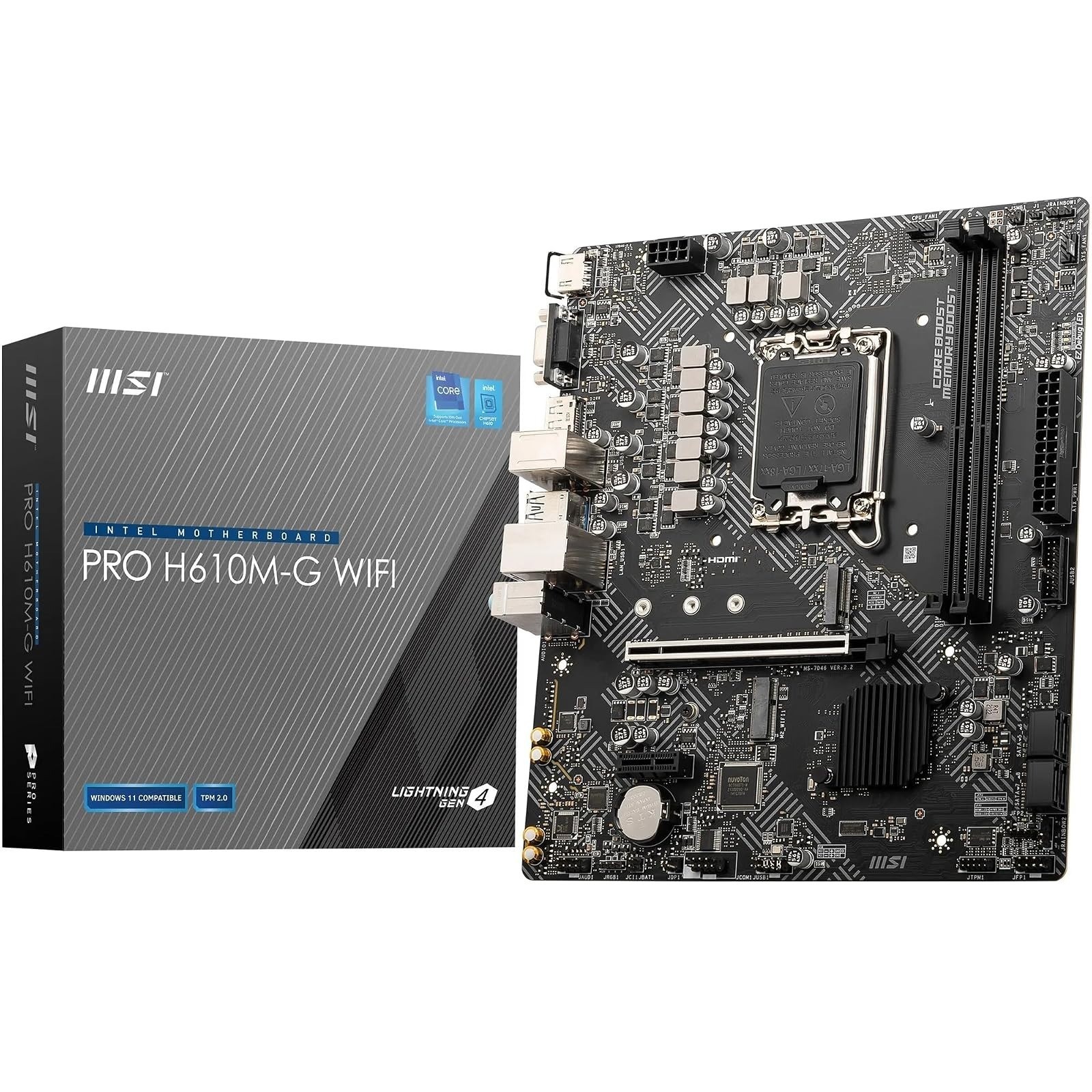 MSI PRO H610M-G WIFI Micro-ATX Motherboard LGA 1700 DDR5 PCIe 4.0 Wi-Fi 6E
