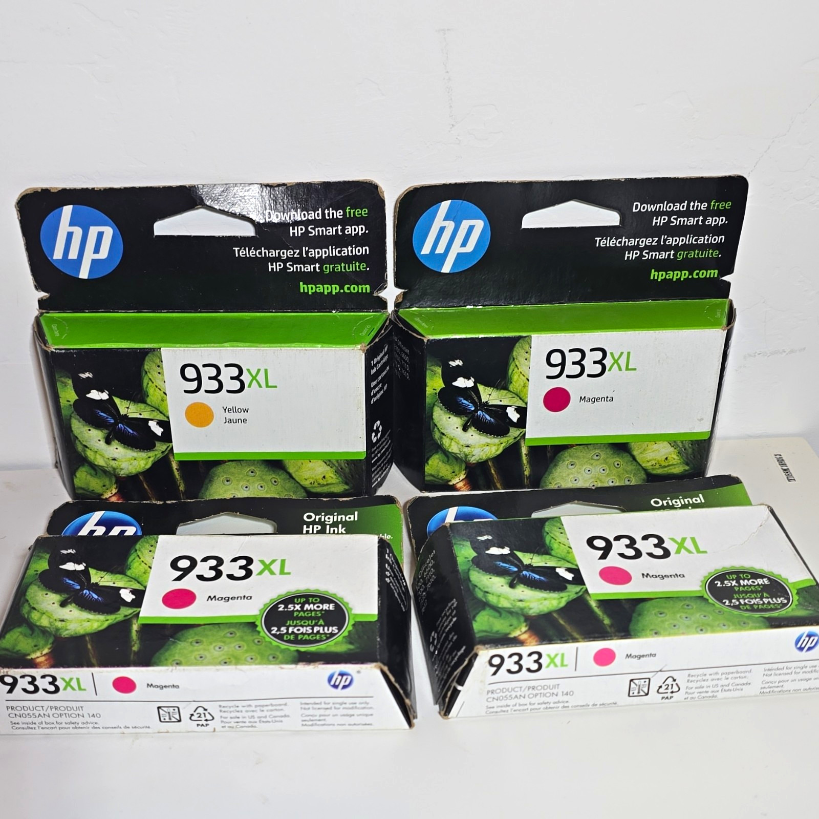HP 933XL Genuine Original Inkjet Ink Cartridges Magenta Yellow CN055AN exp 2024