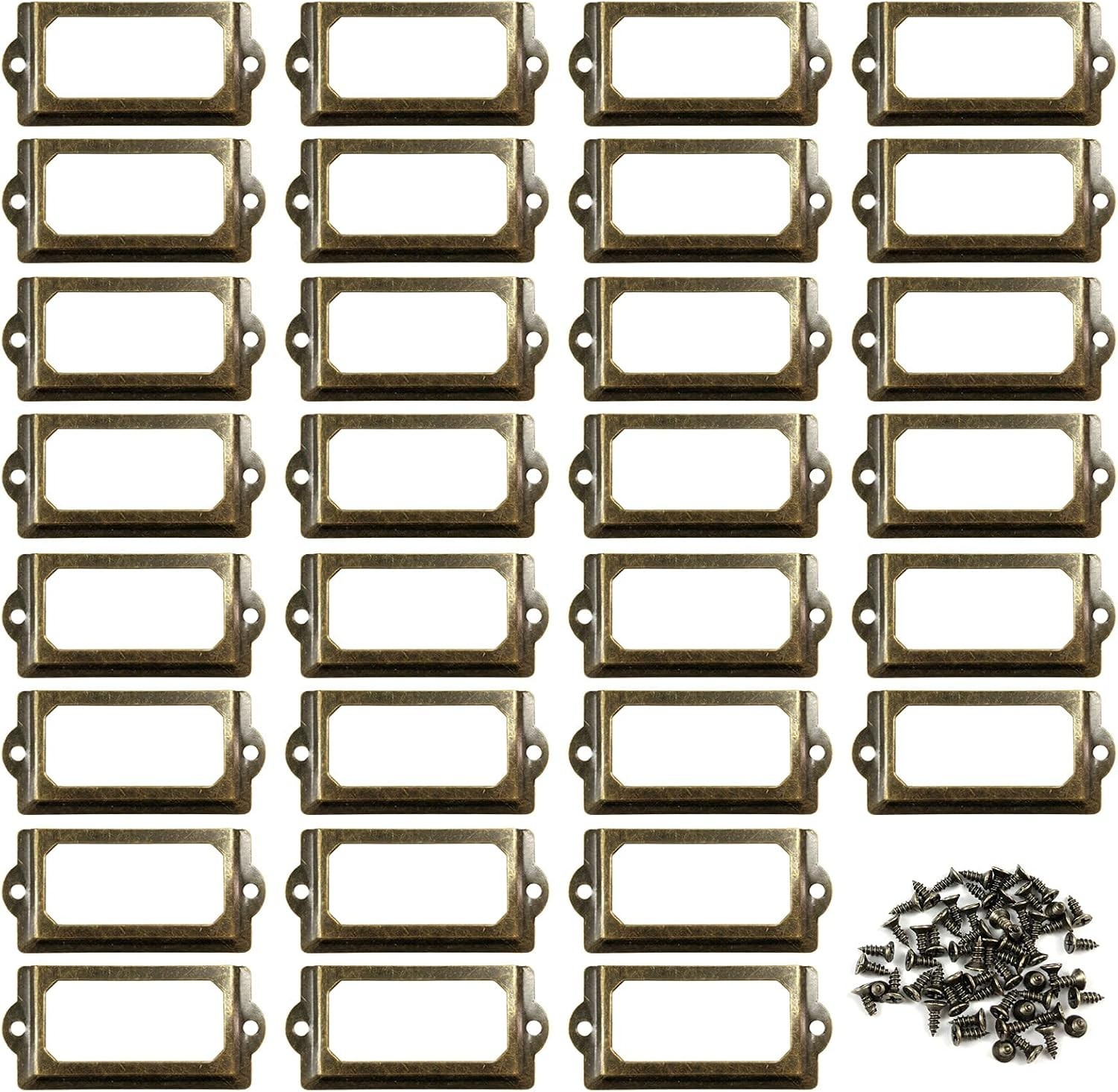 Antique Label Holder 2.4" X 1.3" Metal Name Card Frame for Office 30Pcs Bronze