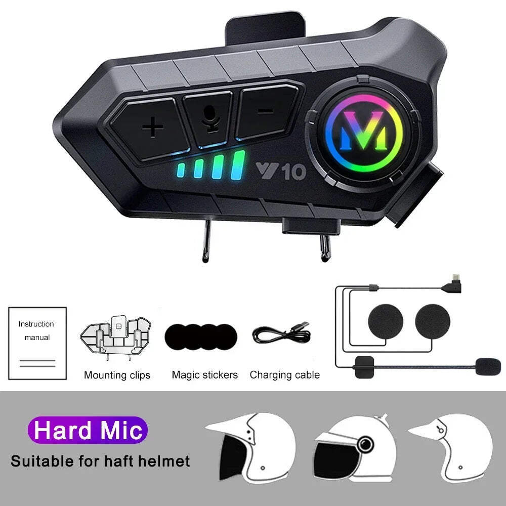 Y10 Motorcycle Helmet Bluetooth Headset 2000Mah Super Long Standby Wireless Hand