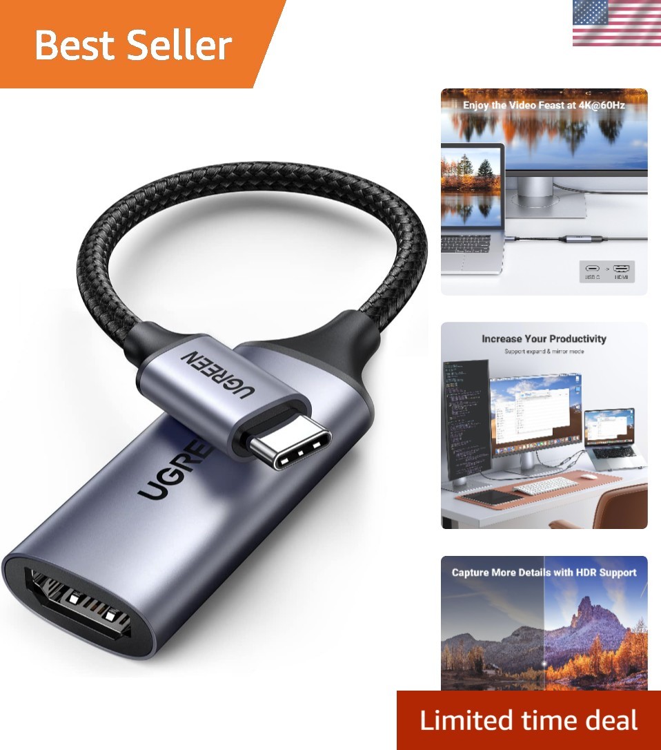 Compact USB C HDMI Adapter 4K@60Hz for Travel & Home - Unidirectional
