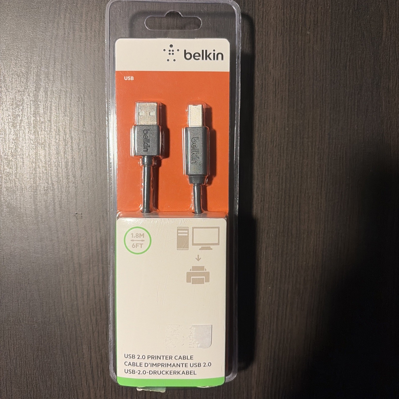 Belkin USB 2.0 Printer Cable USB-A to USB-B 6ft/1.8m Black F3U154BT1.8M
